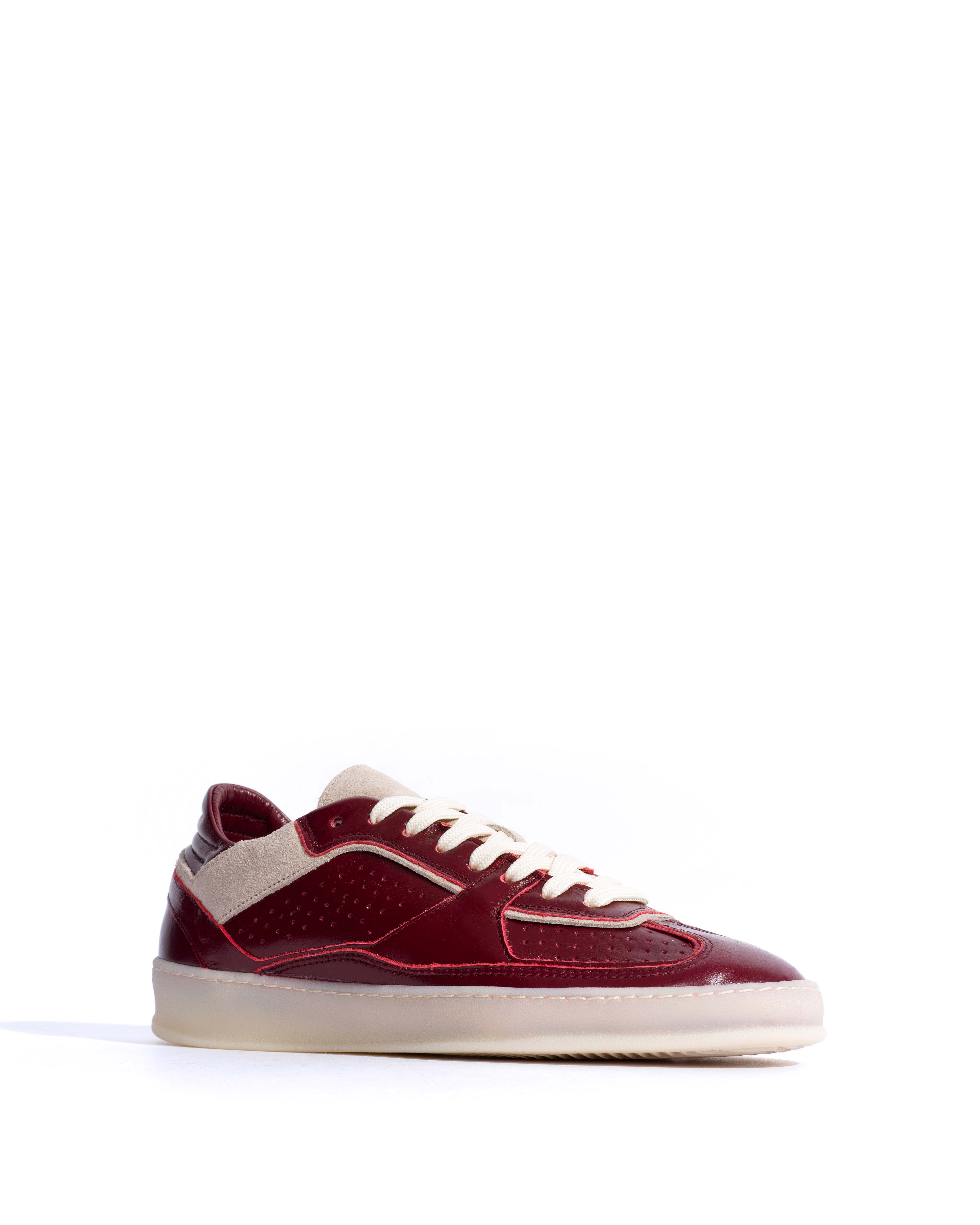 Dabbie Crinkled polished goat & suede leather Pomegranate & white sand - Image 2