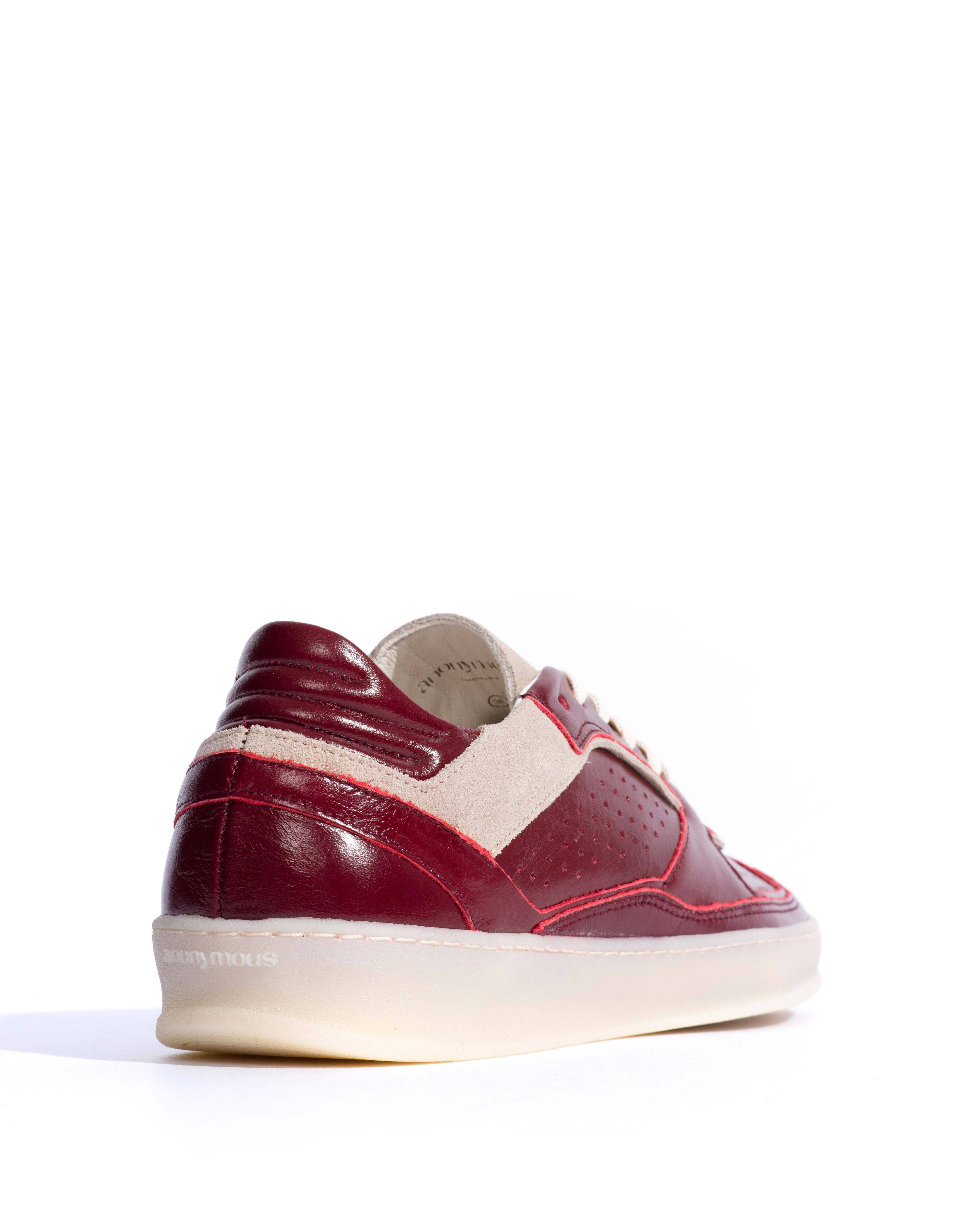 Dabbie Crinkled polished goat & suede leather Pomegranate & white sand - Image 3
