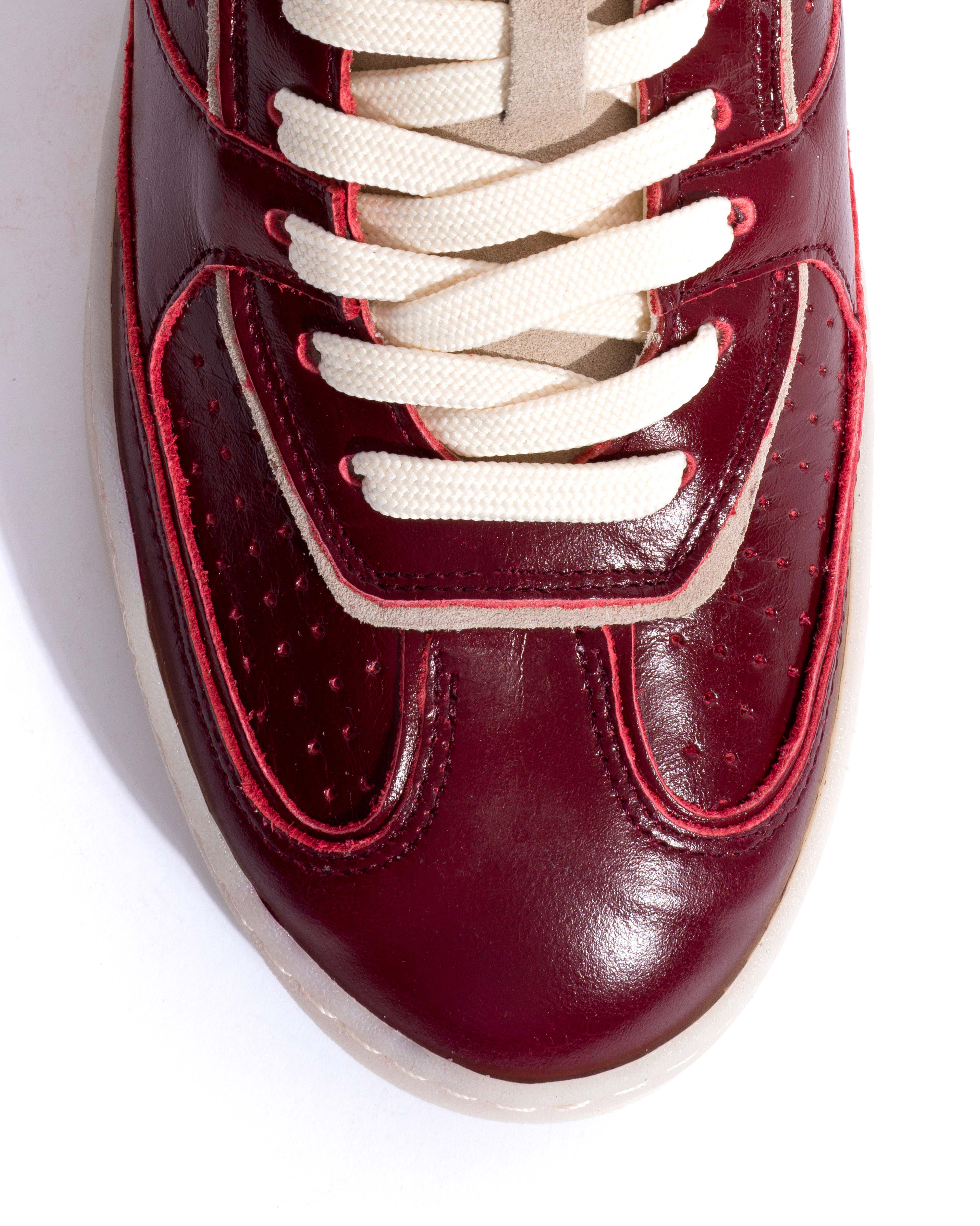 Dabbie Crinkled polished goat & suede leather Pomegranate & white sand - Image 5