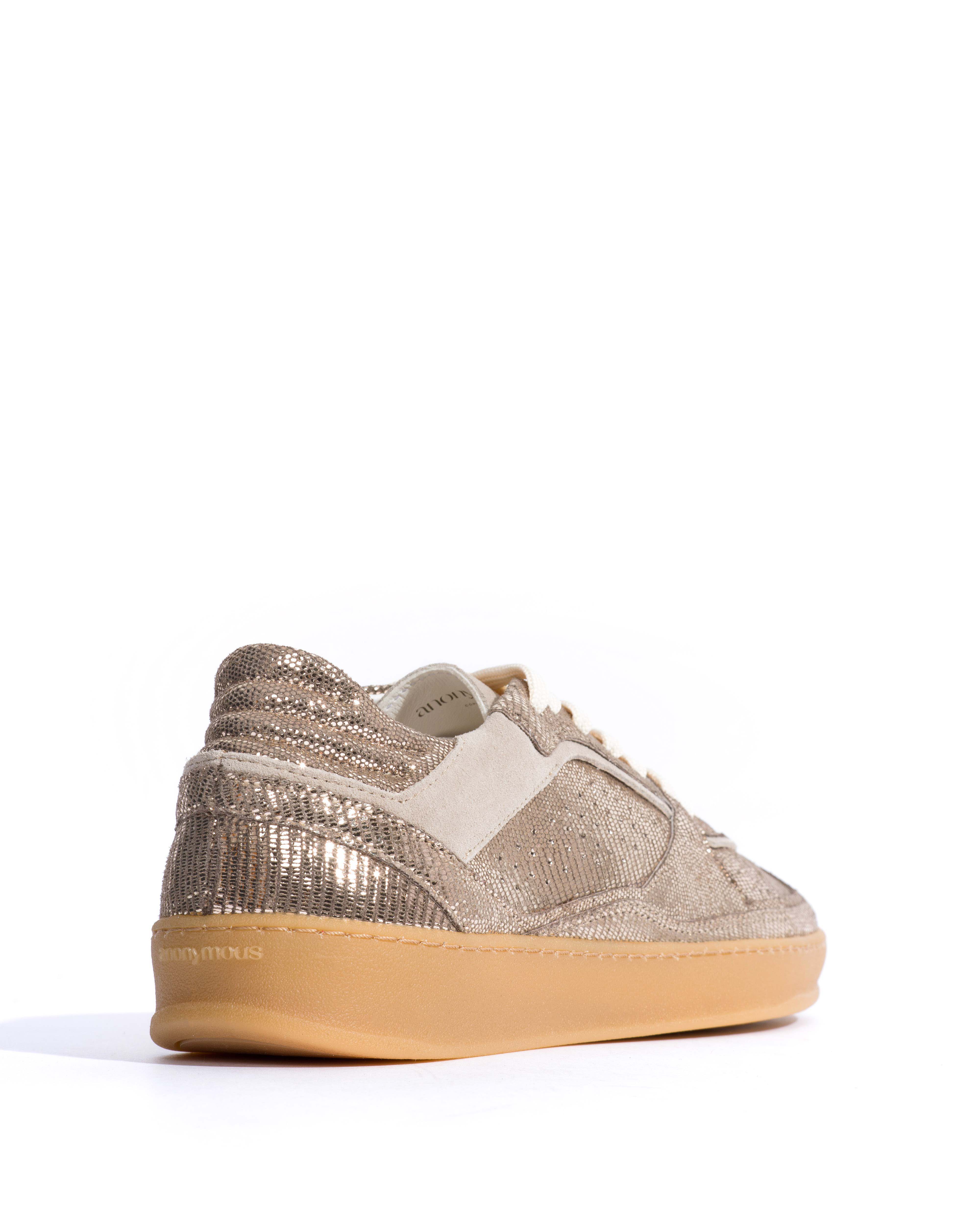 Dabbie Lizard metallic goat & suede leather Vintage champagne & white sand - Image 4