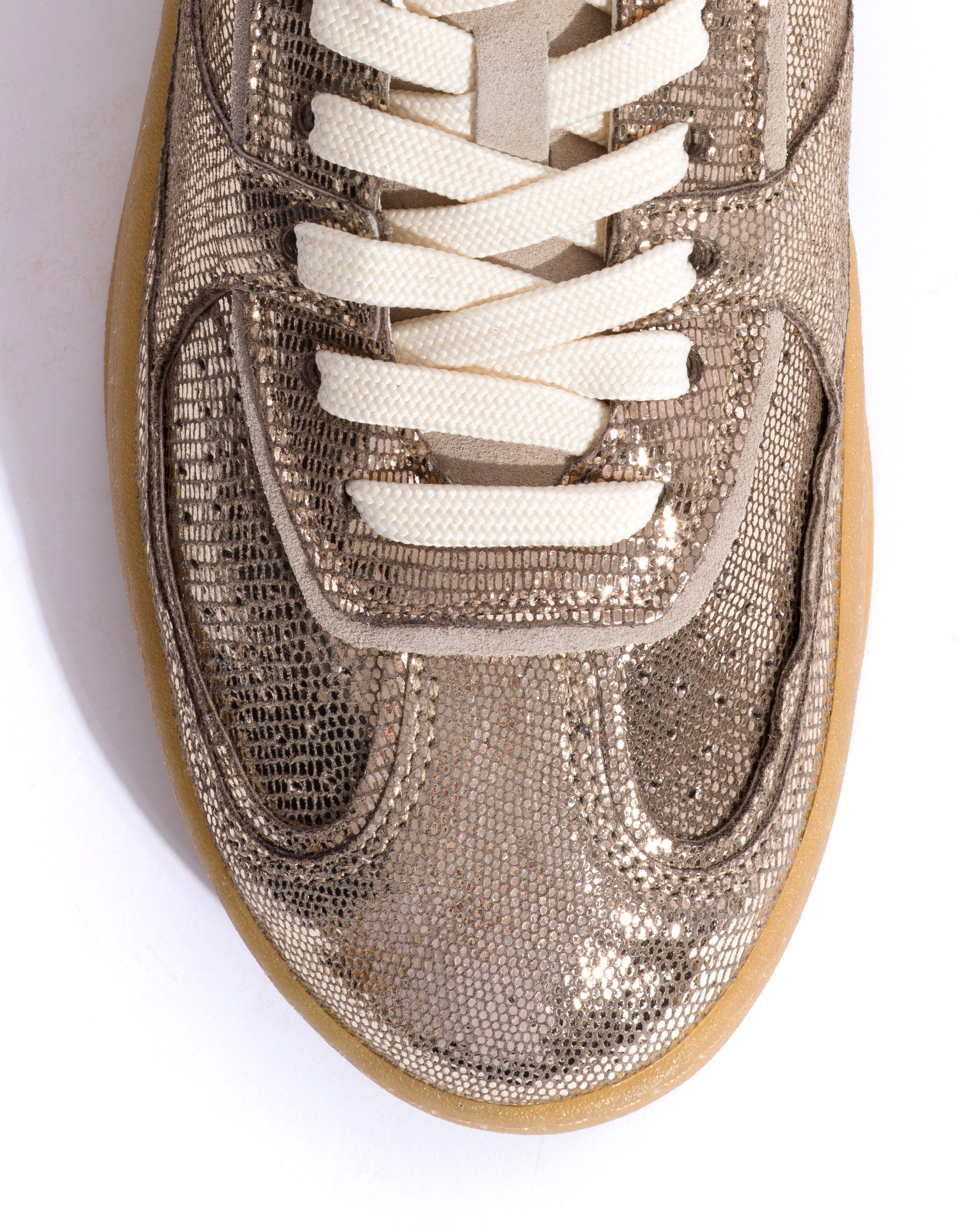 Dabbie Lizard metallic goat & suede leather Vintage champagne & white sand - Image 6