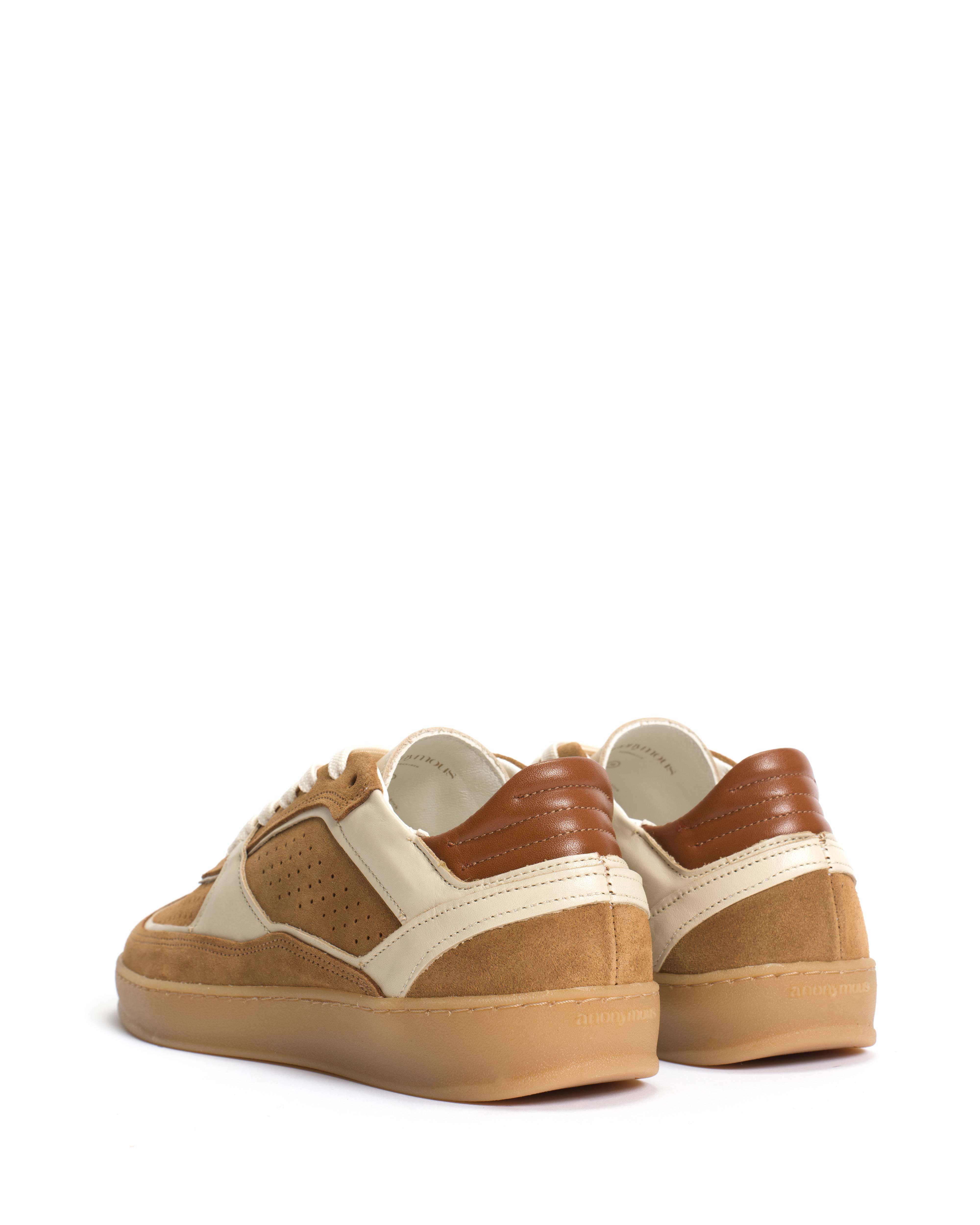 Dabbie Calf suede & soft calf dual & tri color Bamboo brown & white sand & camel - Image 4