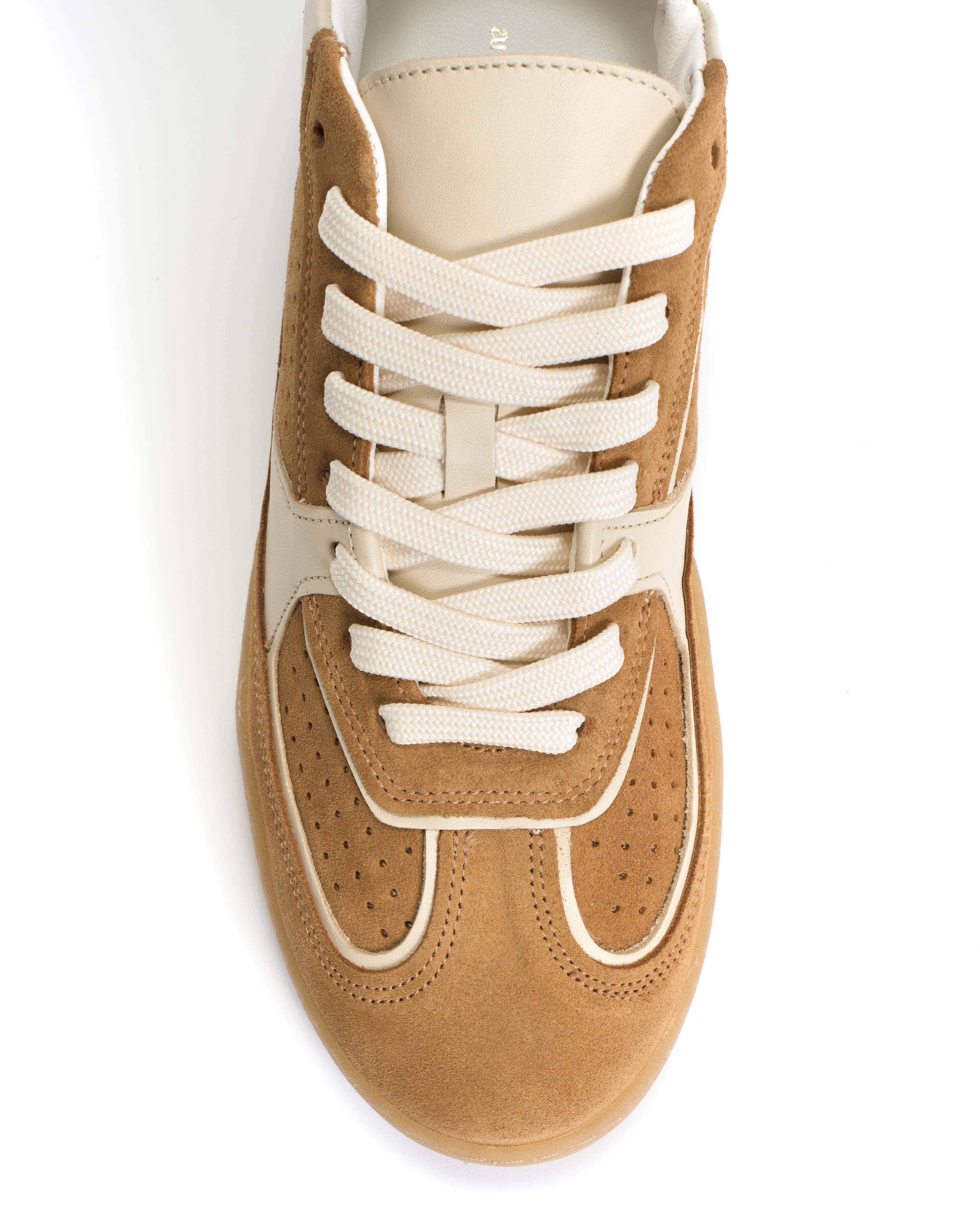 Dabbie Calf suede & soft calf dual & tri color Bamboo brown & white sand & camel - Image 7
