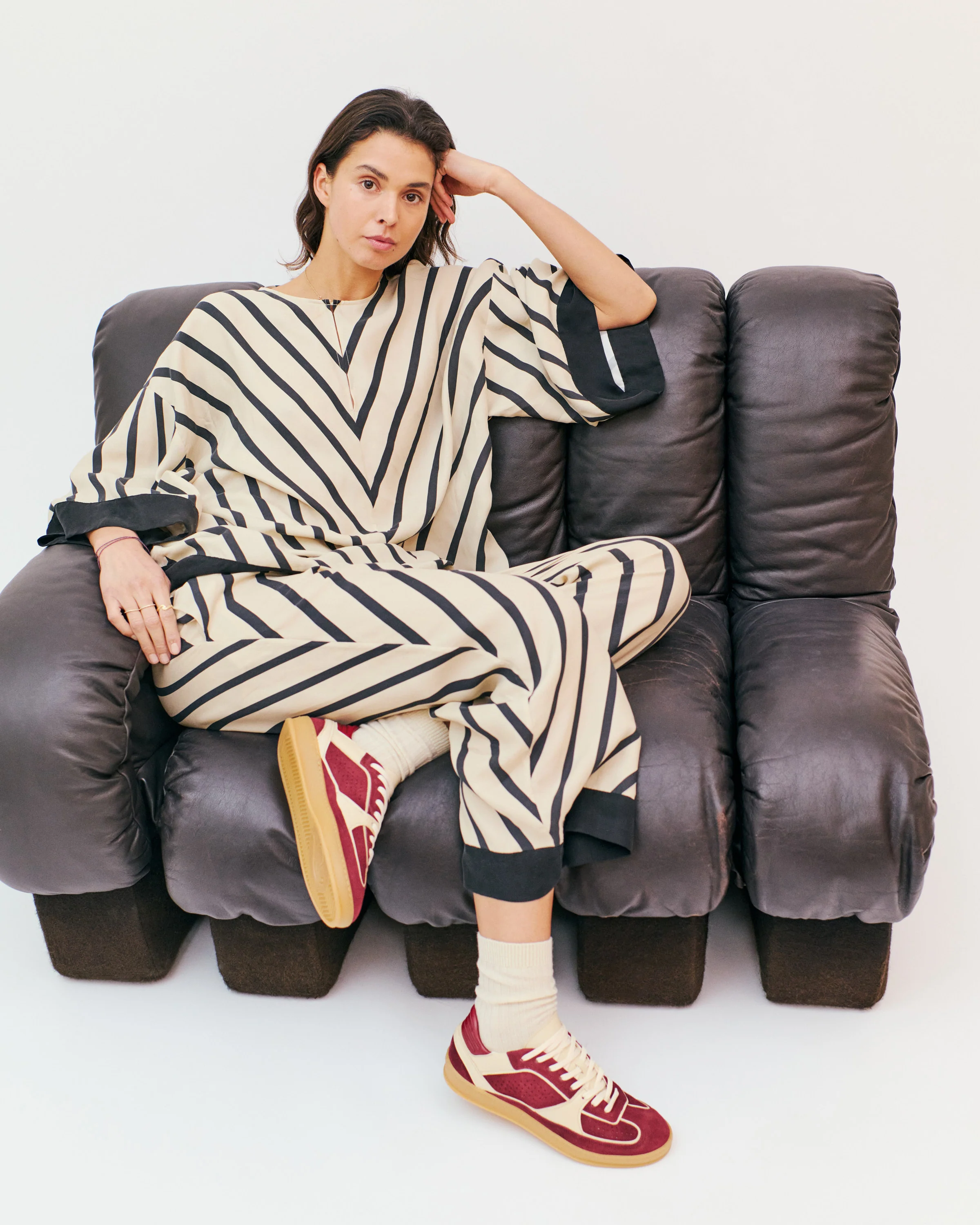 Dabbie Calf suede & soft calf dual & tri color Pomegranate & white sand & pomegranate - Image 3
