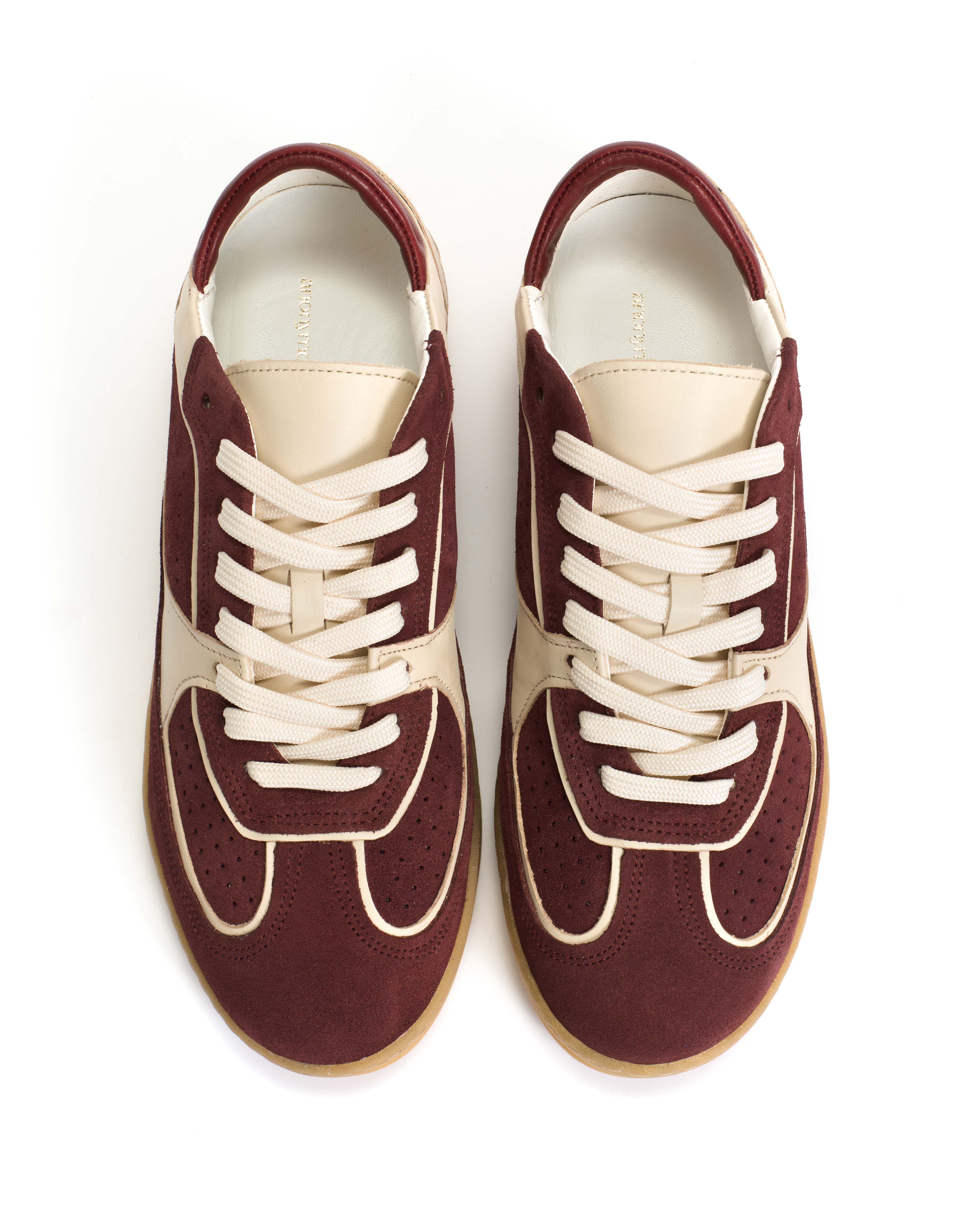 Dabbie Calf suede & soft calf dual & tri color Pomegranate & white sand & pomegranate - Image 4