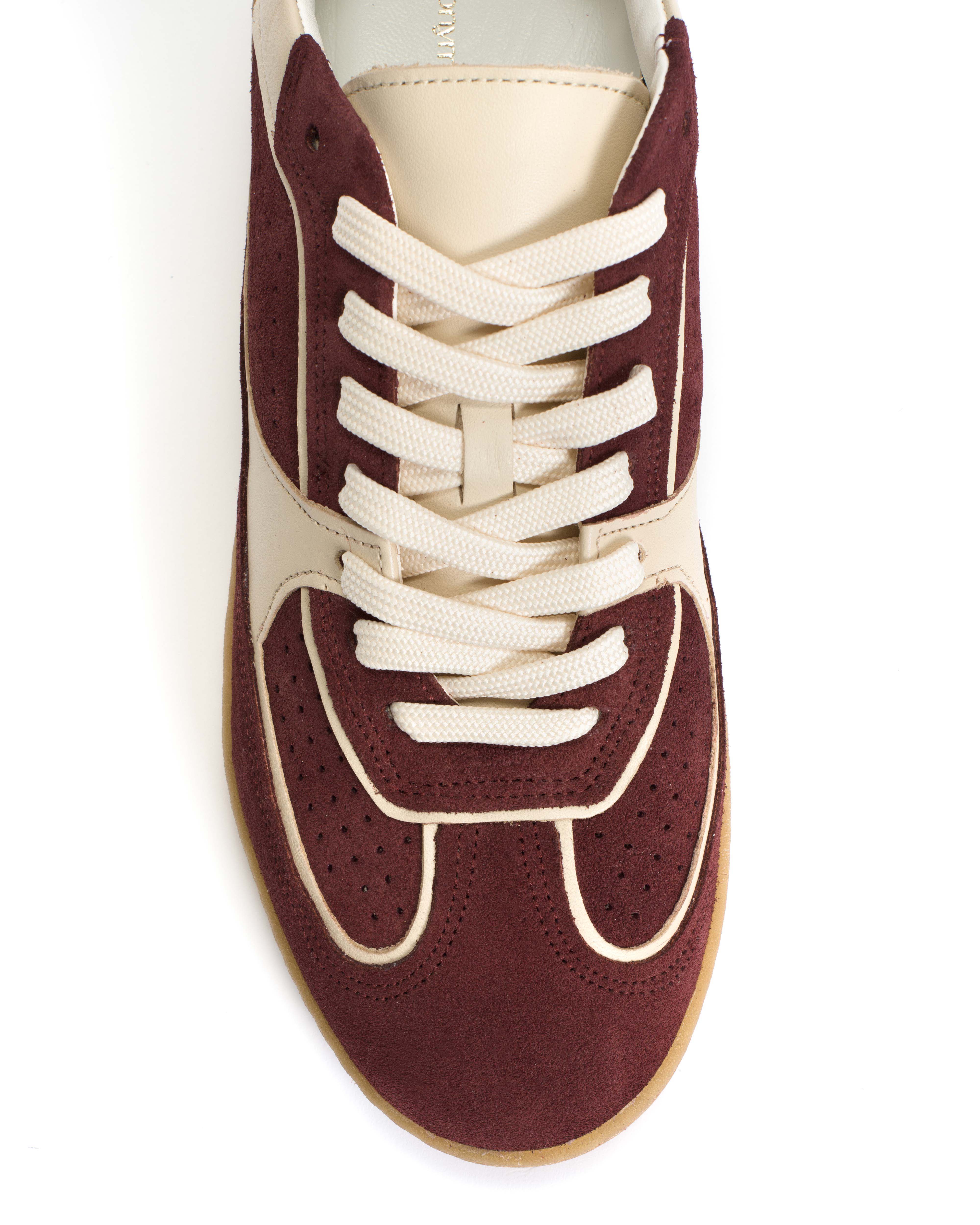 Dabbie Calf suede & soft calf dual & tri color Pomegranate & white sand & pomegranate - Image 8