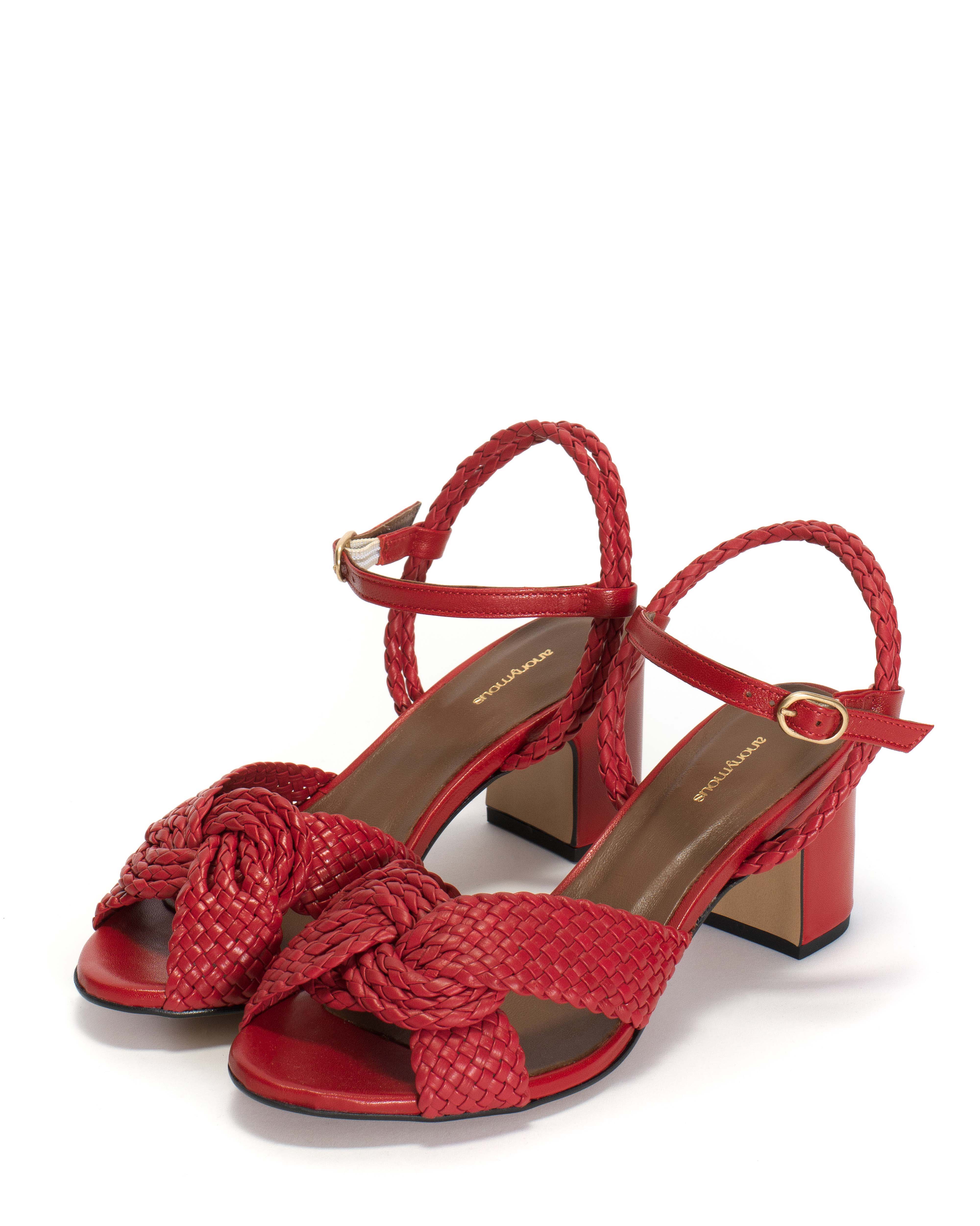 Dilaya 55 hand-braided Hand-braided leather Ruby red - Image 2