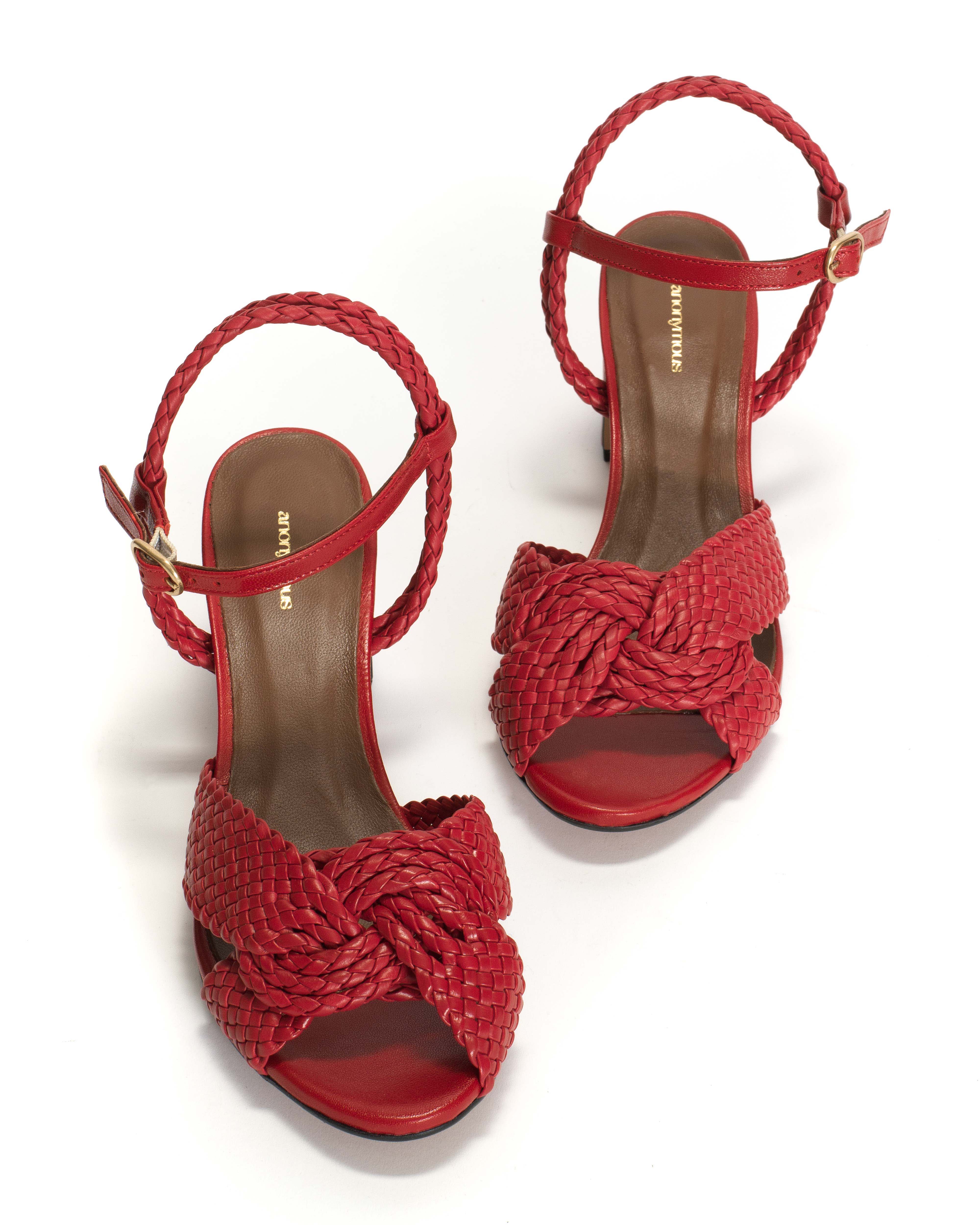 Dilaya 55 hand-braided Hand-braided leather Ruby red - Image 5