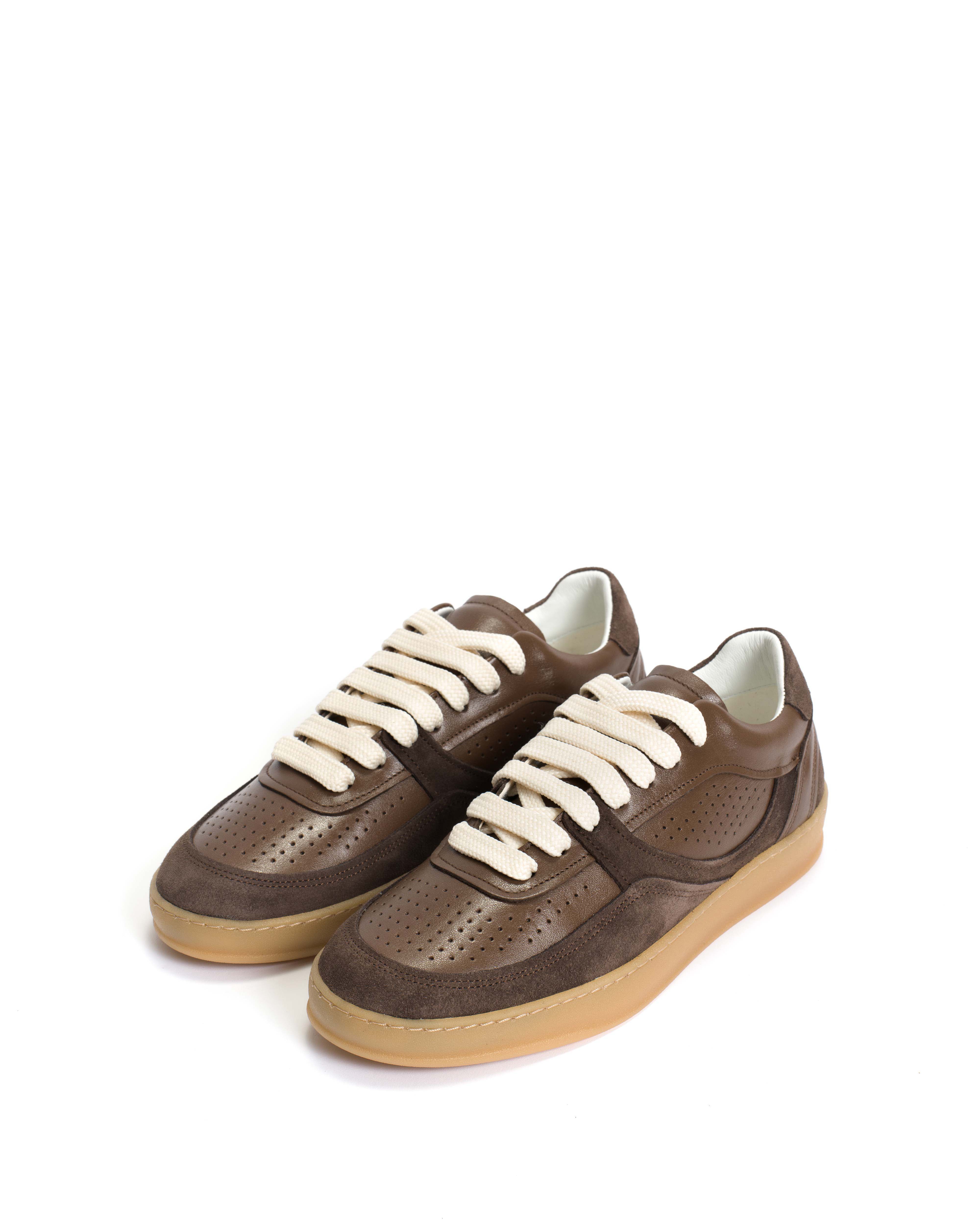 Elevate Calf suede & sleek leather Dark taupe & coffee brown - Image 2