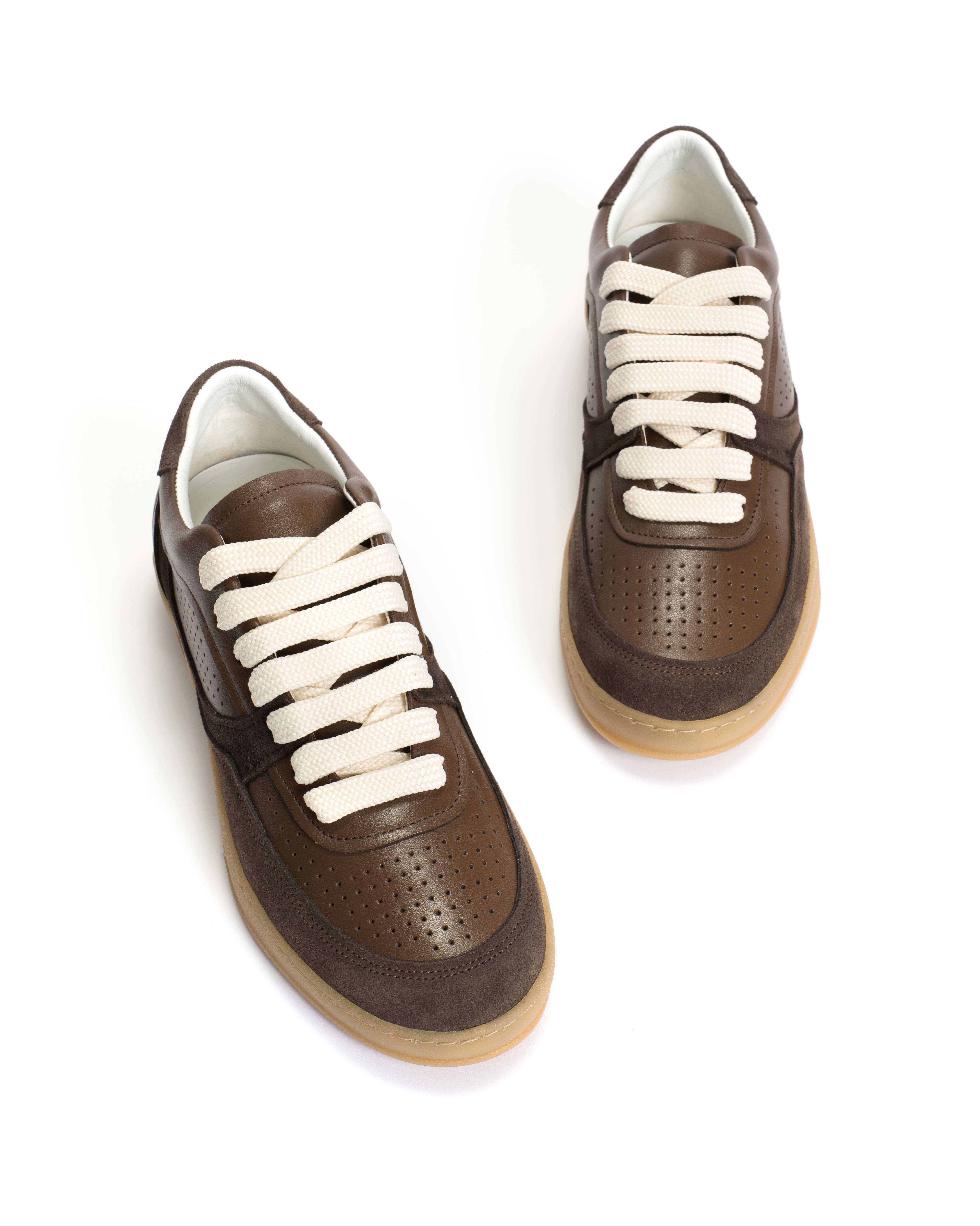 Elevate Calf suede & sleek leather Dark taupe & coffee brown - Image 5
