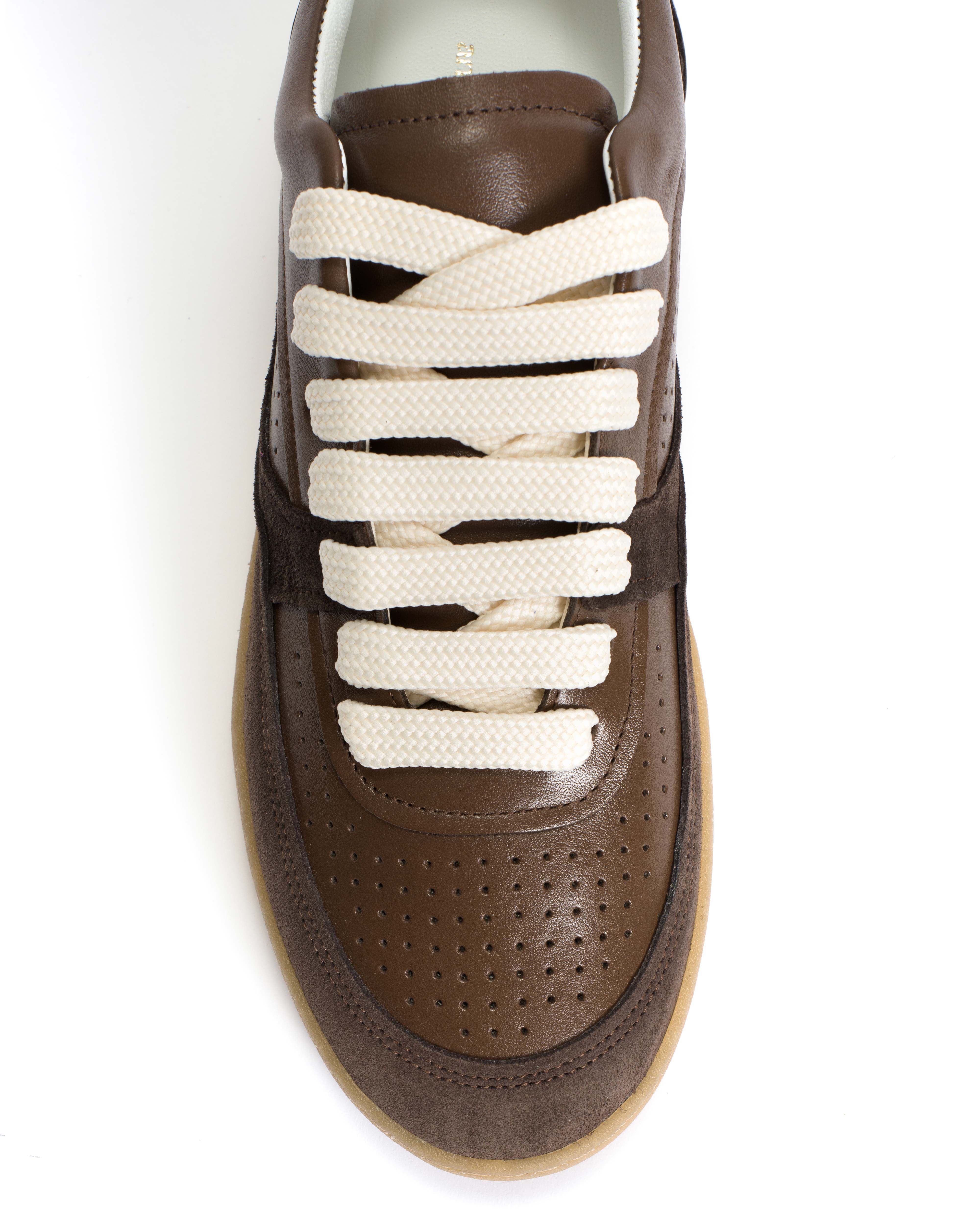 Elevate Calf suede & sleek leather Dark taupe & coffee brown - Image 7