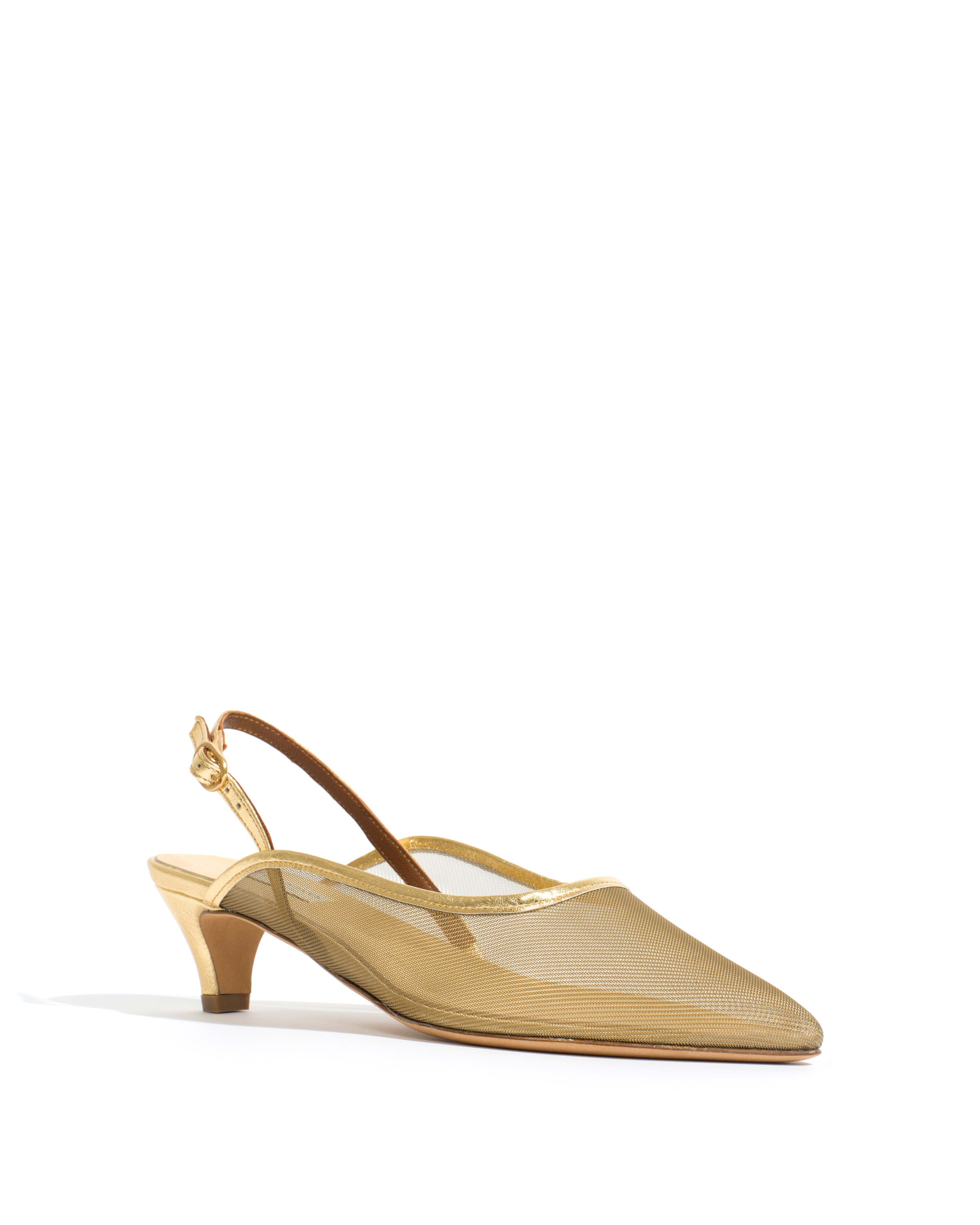 Fanny 40 stiletto mesh Metallic goat & mesh Gold - Image 2