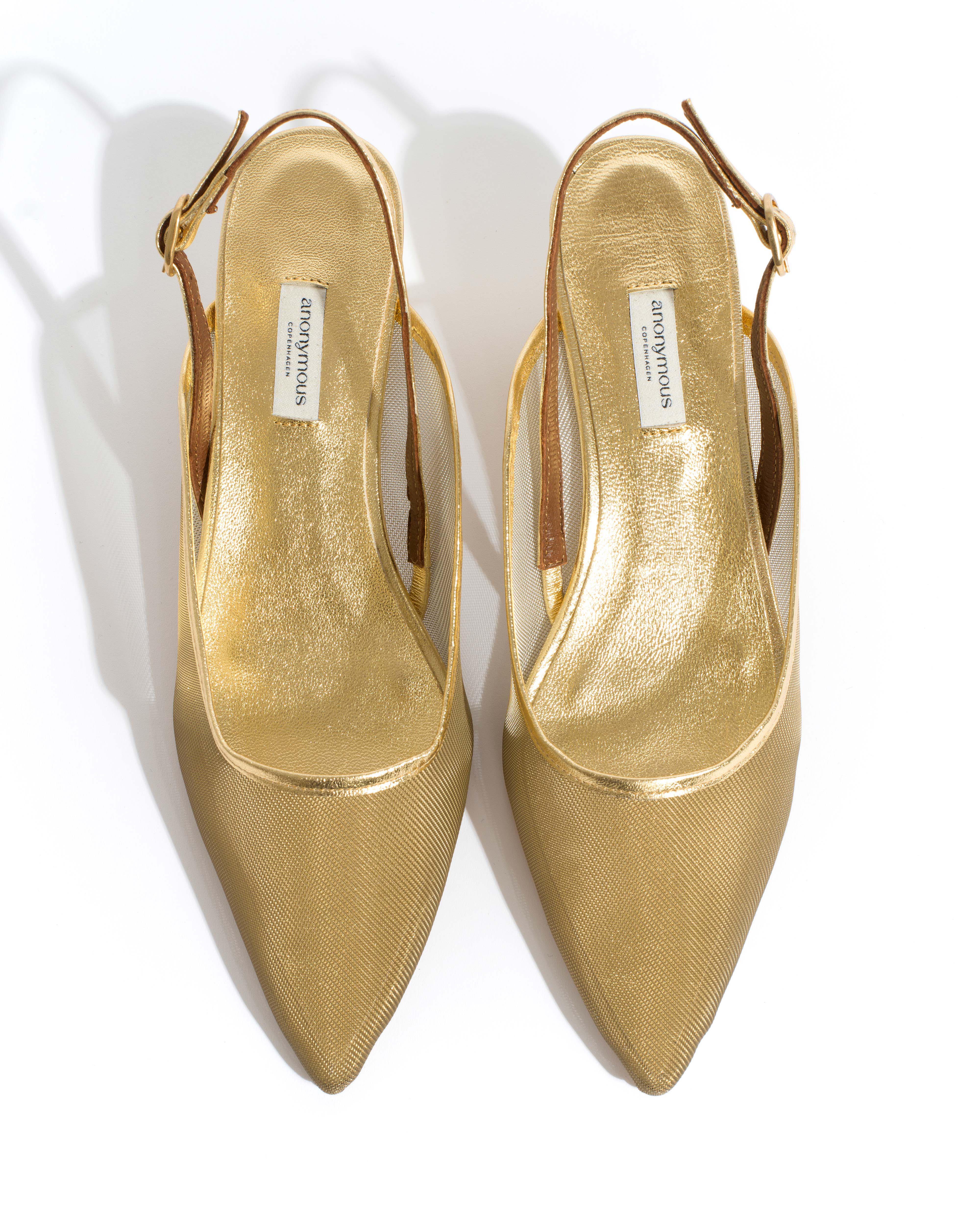 Fanny 40 stiletto mesh Metallic goat & mesh Gold - Image 4