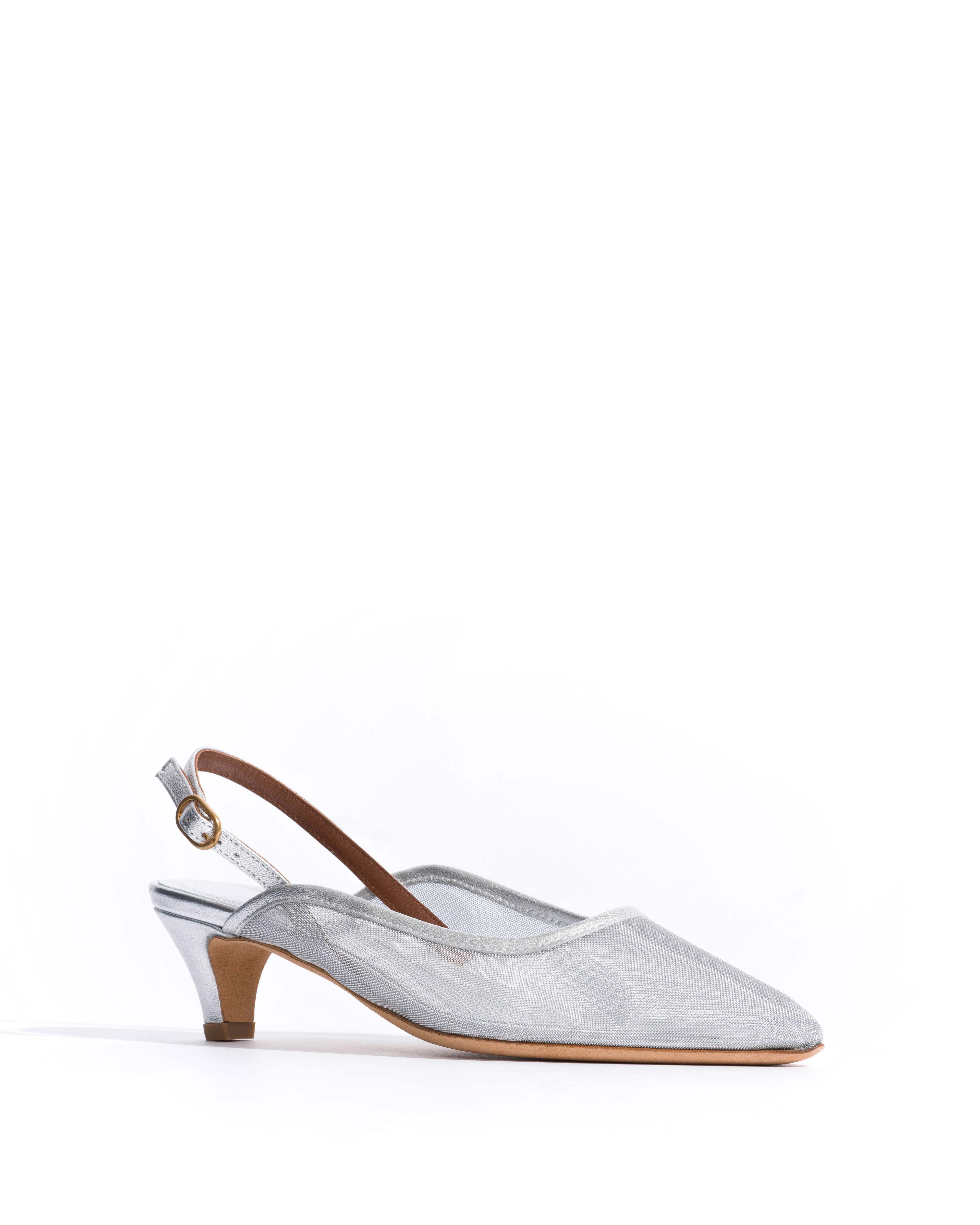 Fanny 40 stiletto mesh Metallic goat & mesh Silver - Image 2