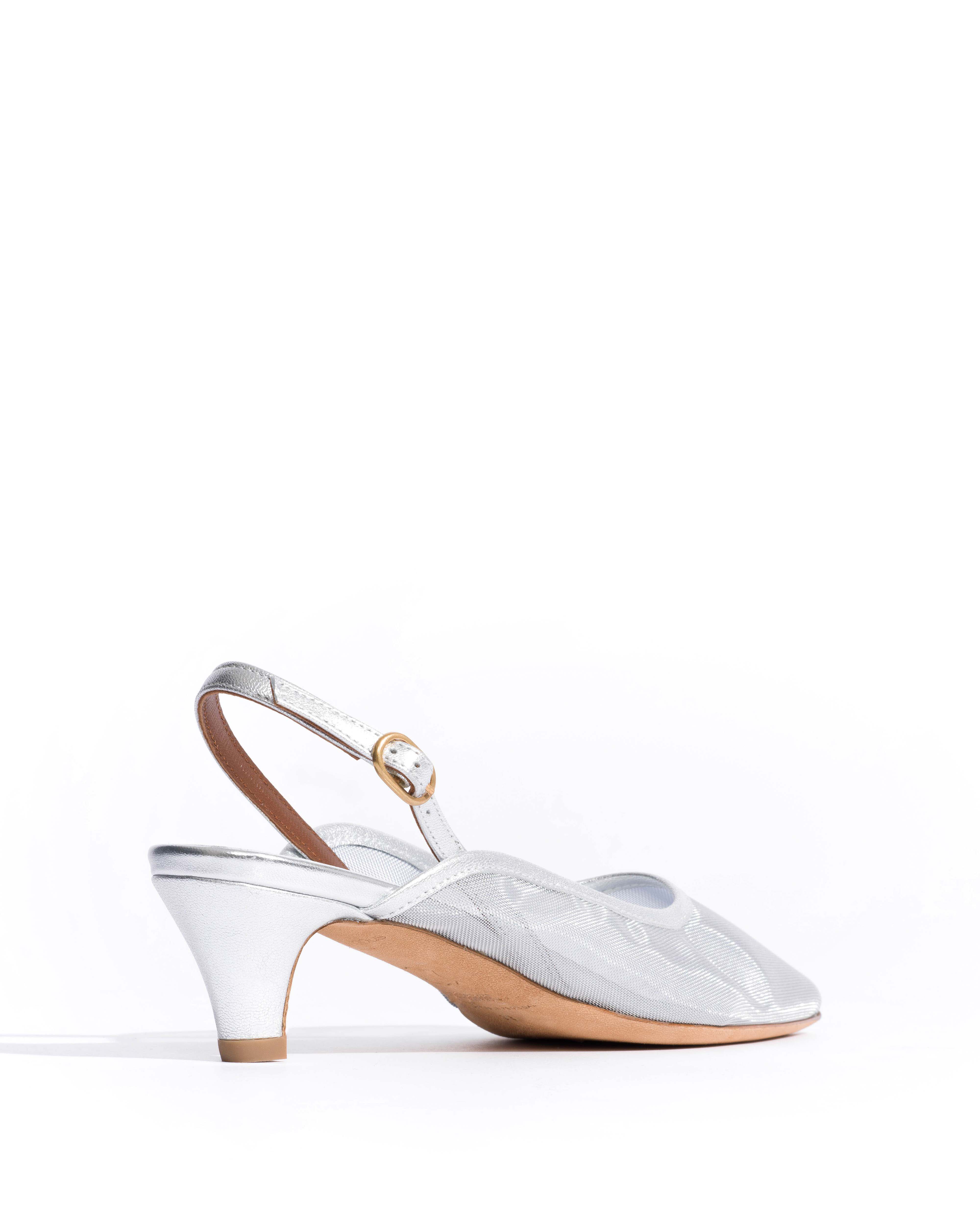 Fanny 40 stiletto mesh Metallic goat & mesh Silver - Image 3