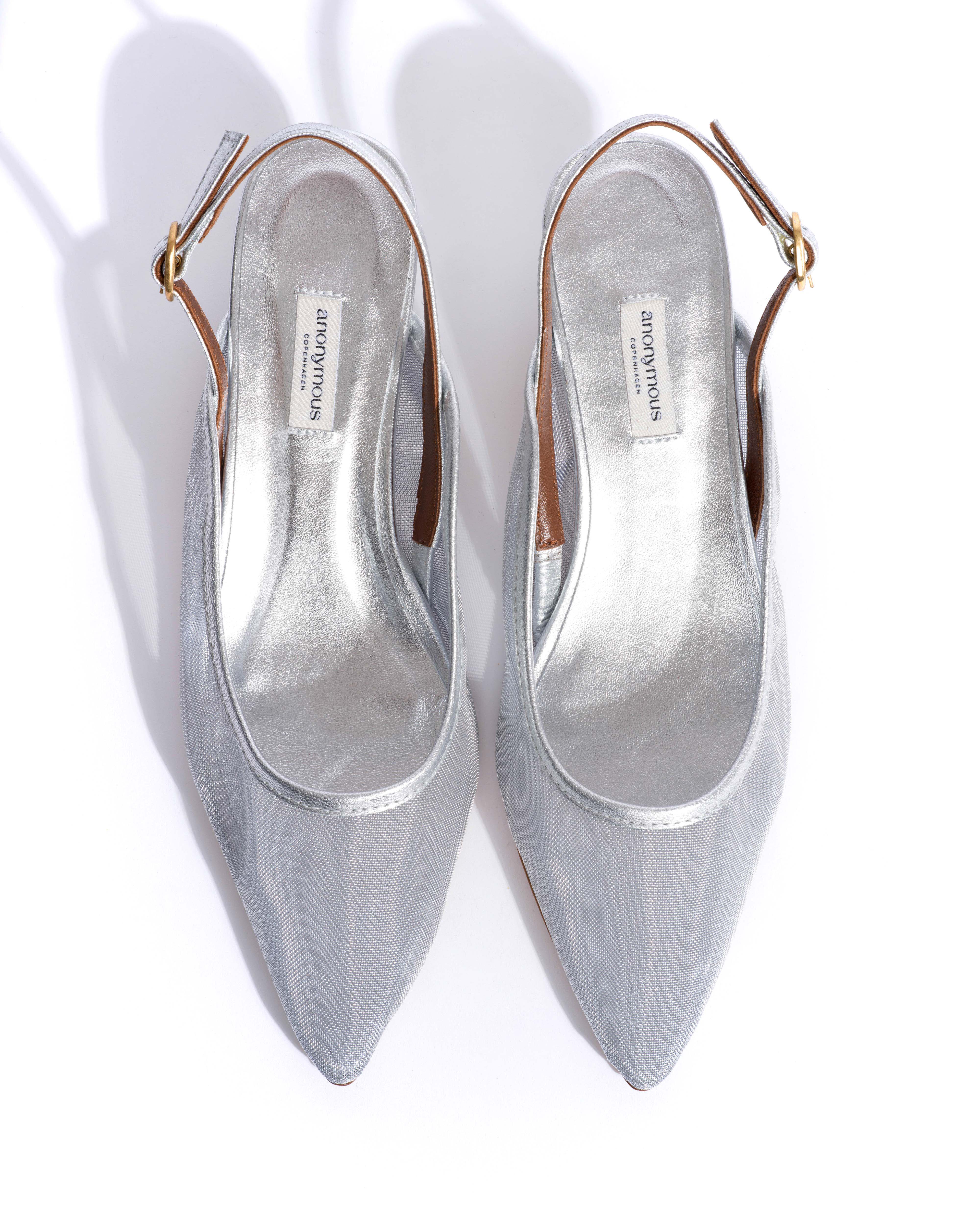 Fanny 40 stiletto mesh Metallic goat & mesh Silver - Image 4