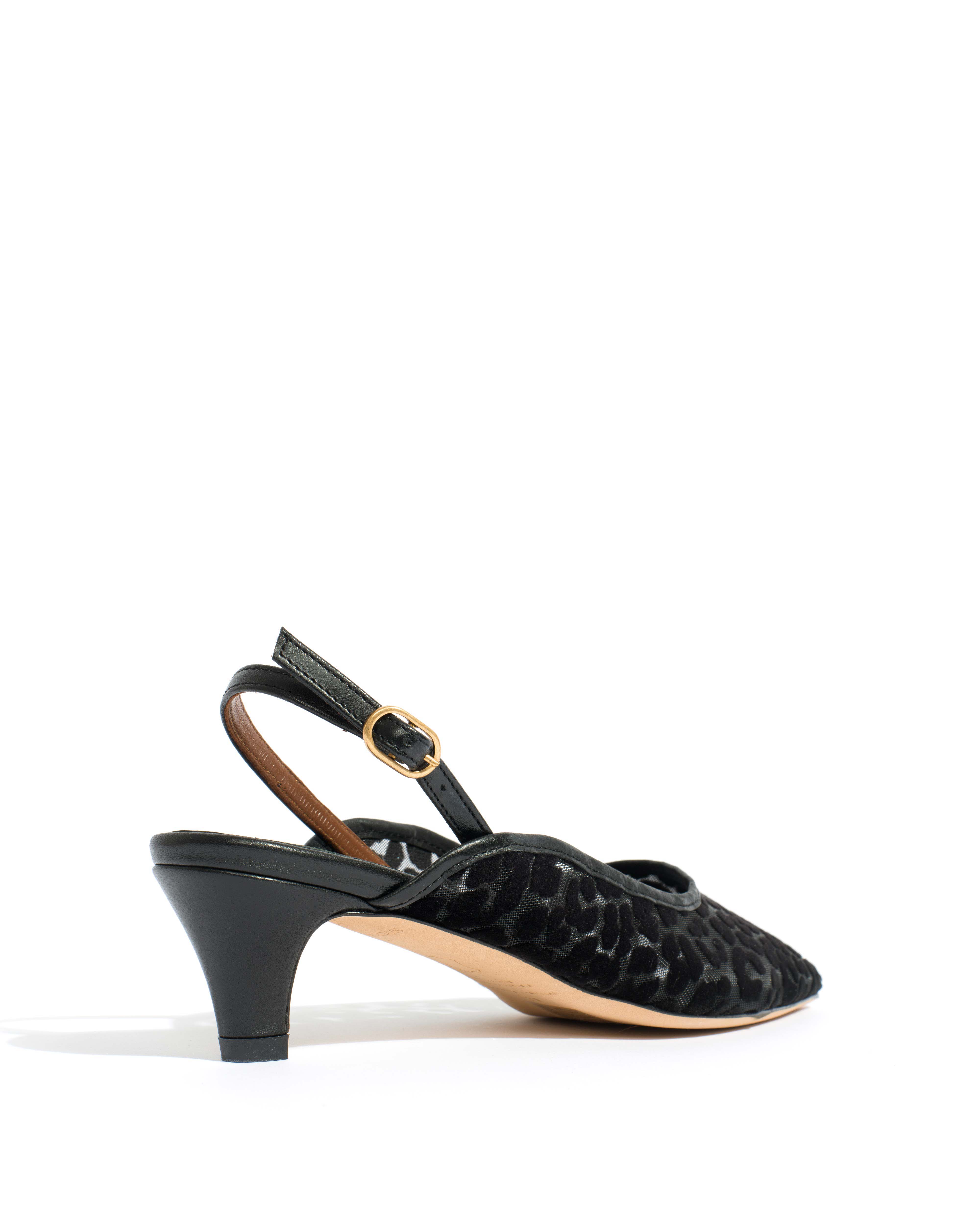 Fanny 40 stiletto mesh Shiny lamb & mesh velvet leopard Black - Image 4