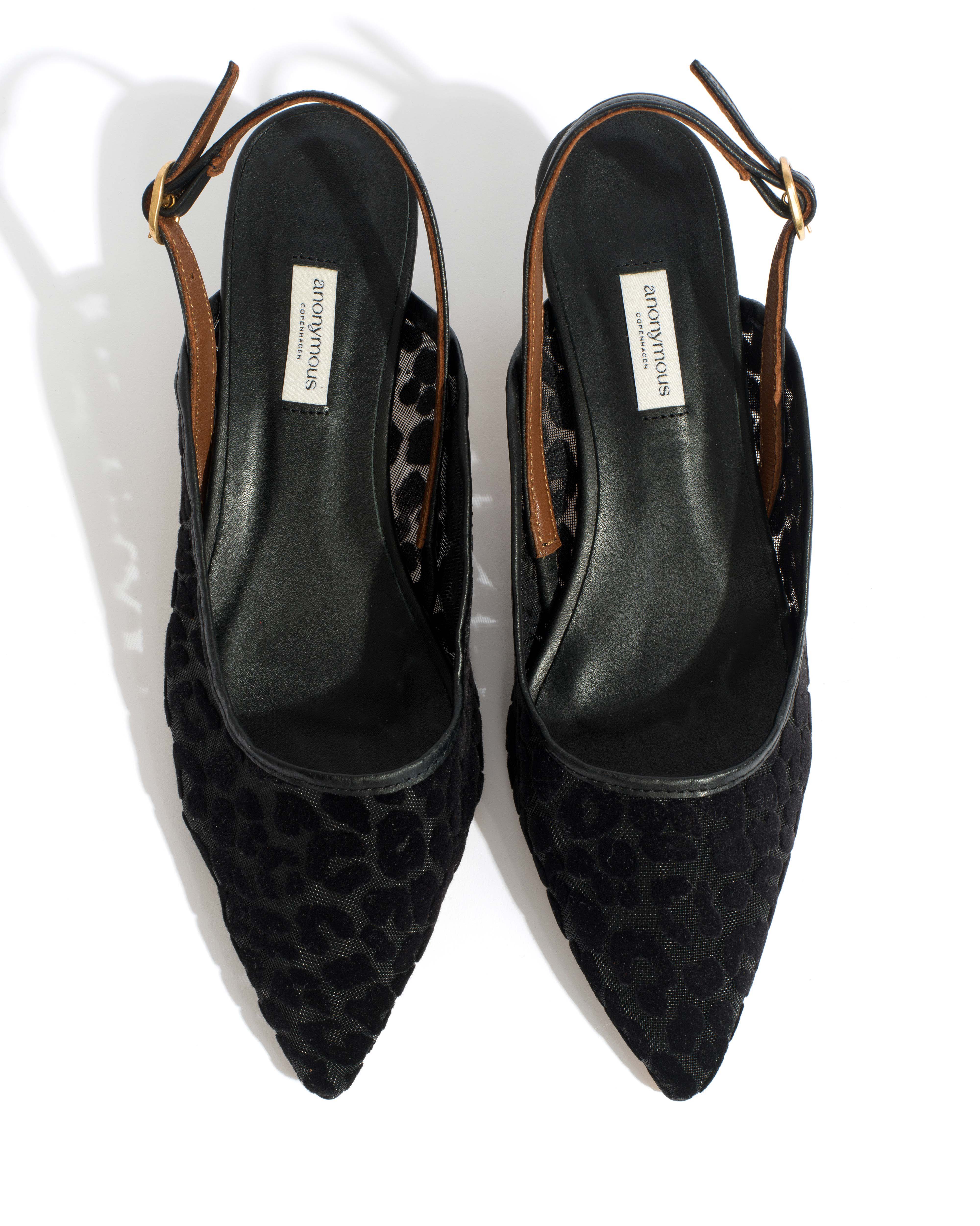 Fanny 40 stiletto mesh Shiny lamb & mesh velvet leopard Black - Image 5