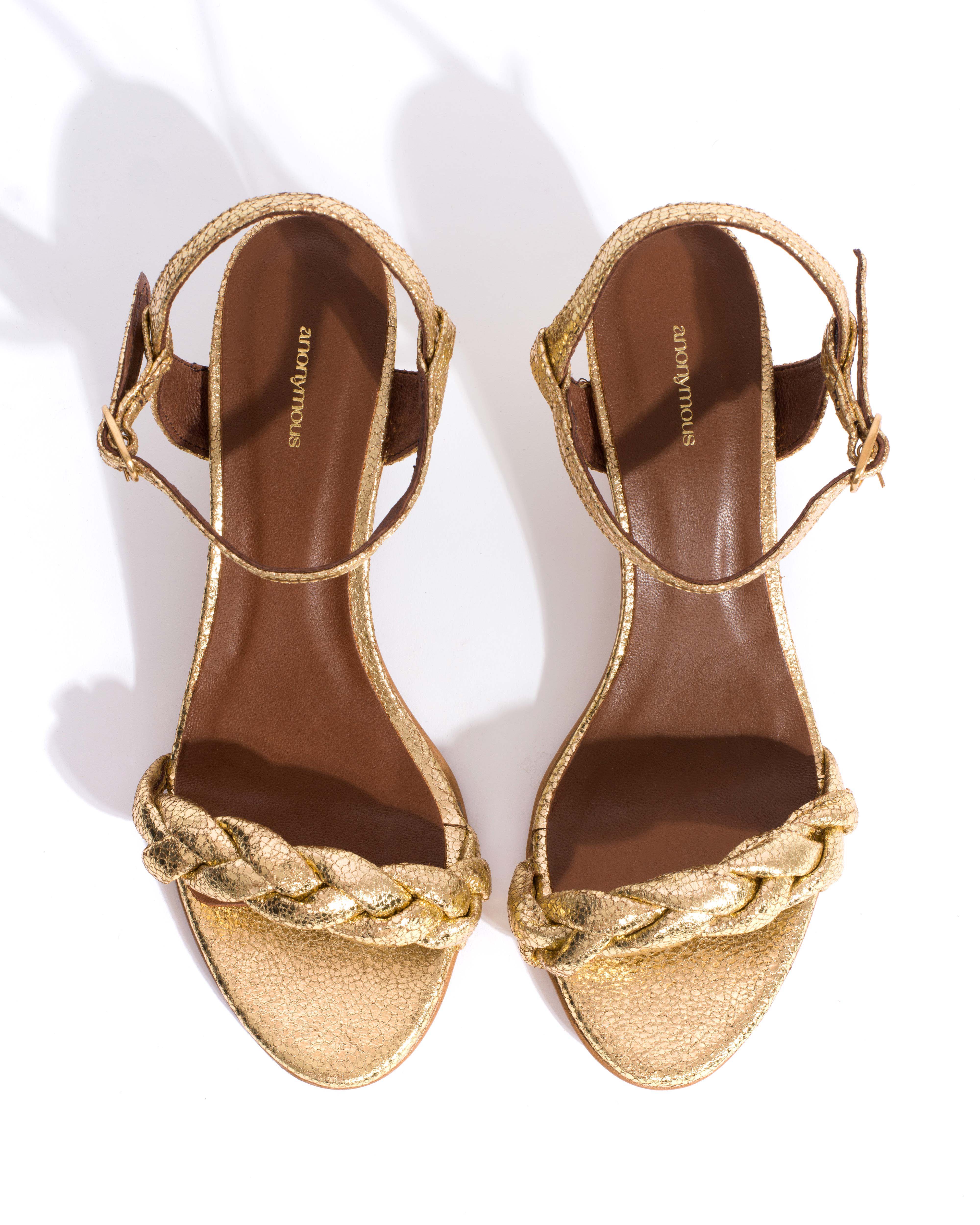 Grace 50 stiletto Crackled metallic goat Gold - Image 4