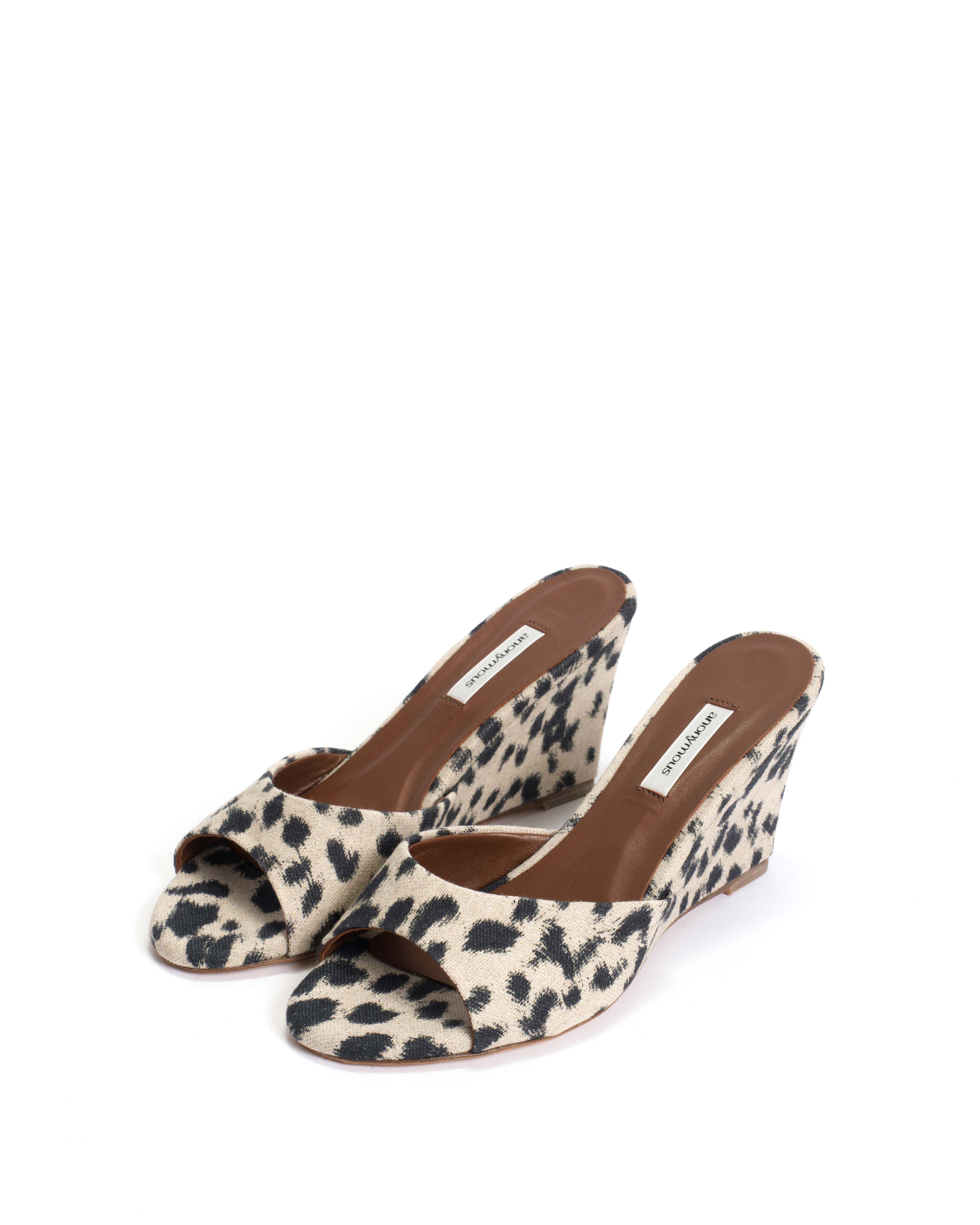 Gwen 75 wedge Natural cotton-linen Leopard - Image 2
