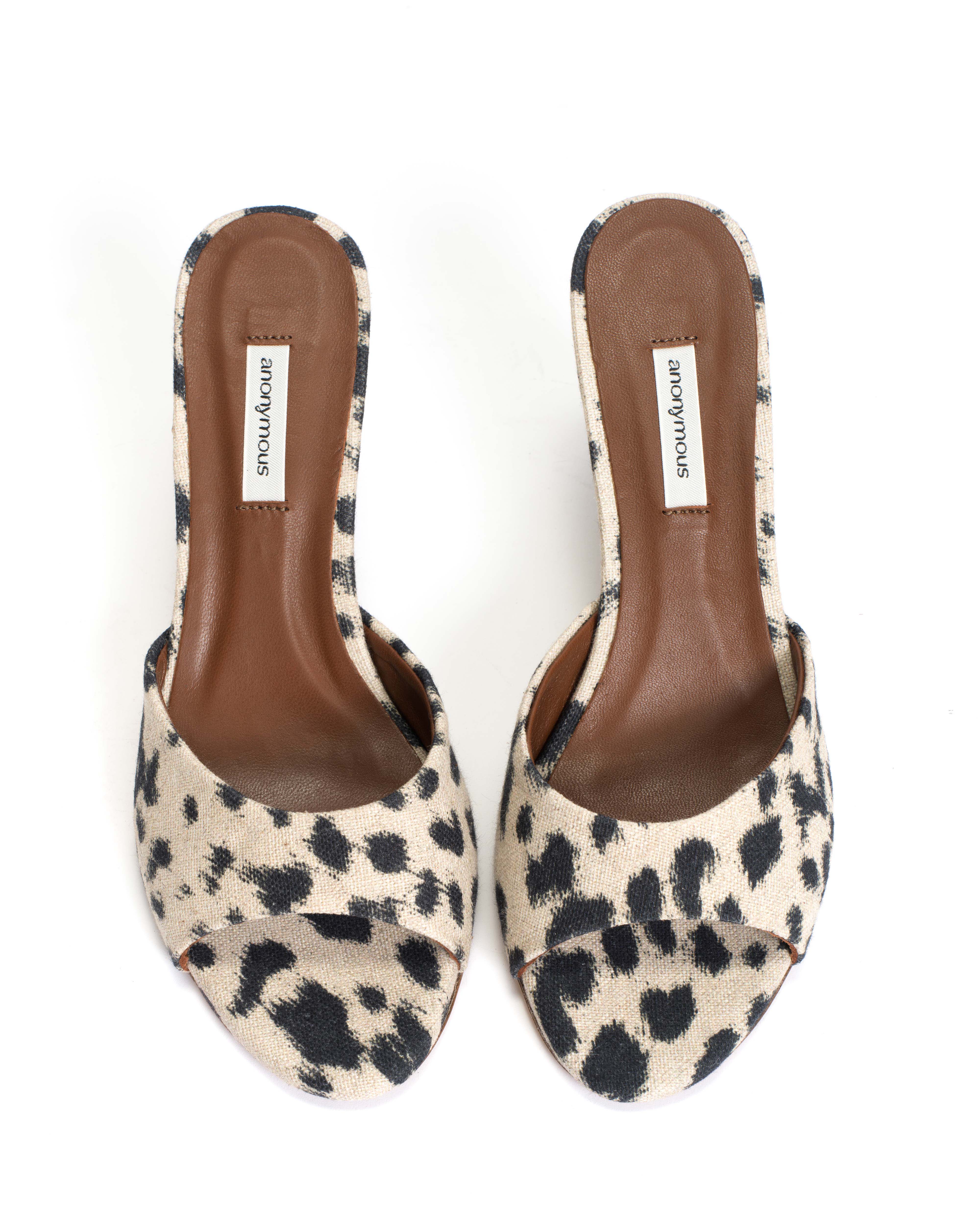 Gwen 75 wedge Natural cotton-linen Leopard - Image 4