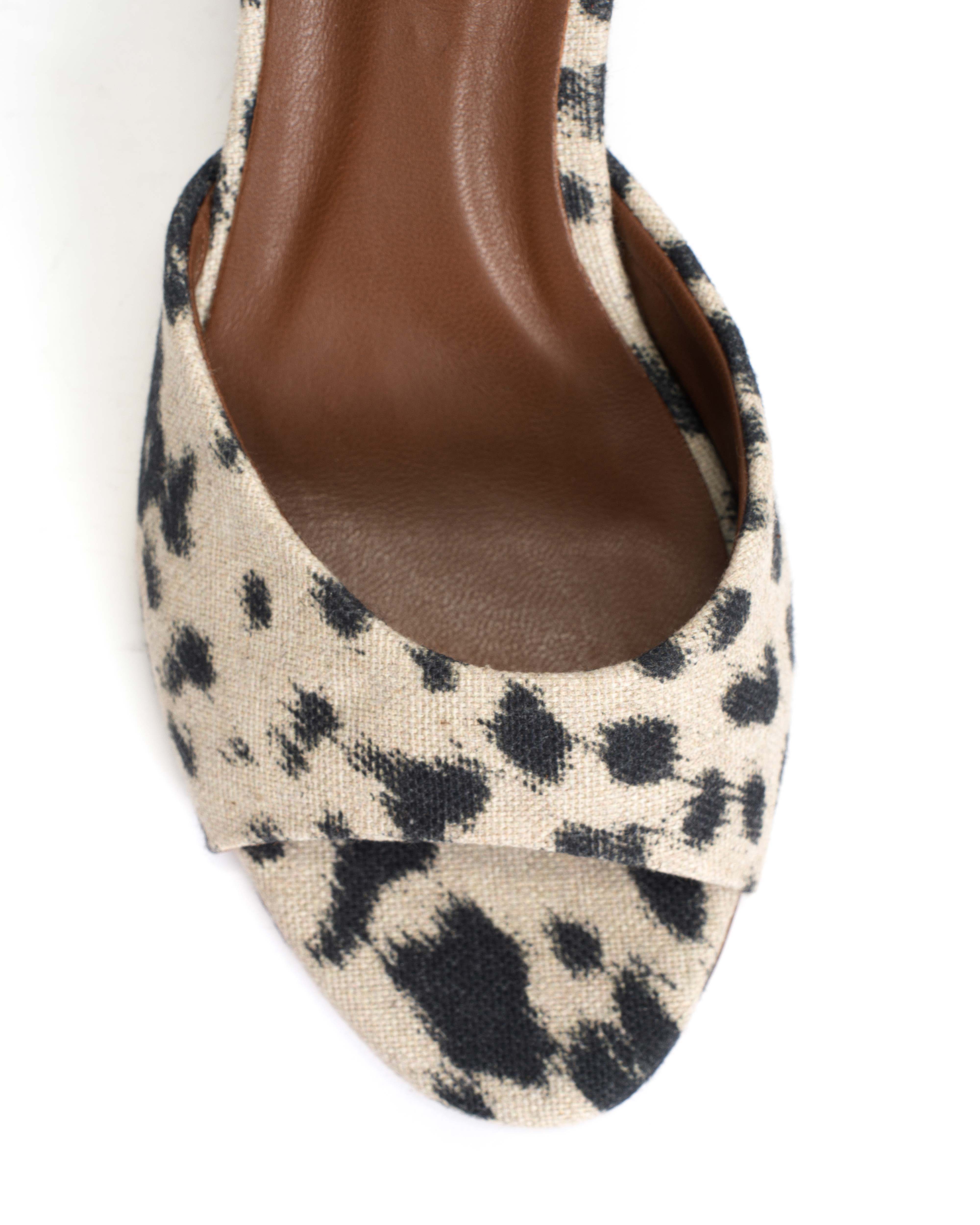Gwen 75 wedge Natural cotton-linen Leopard - Image 7