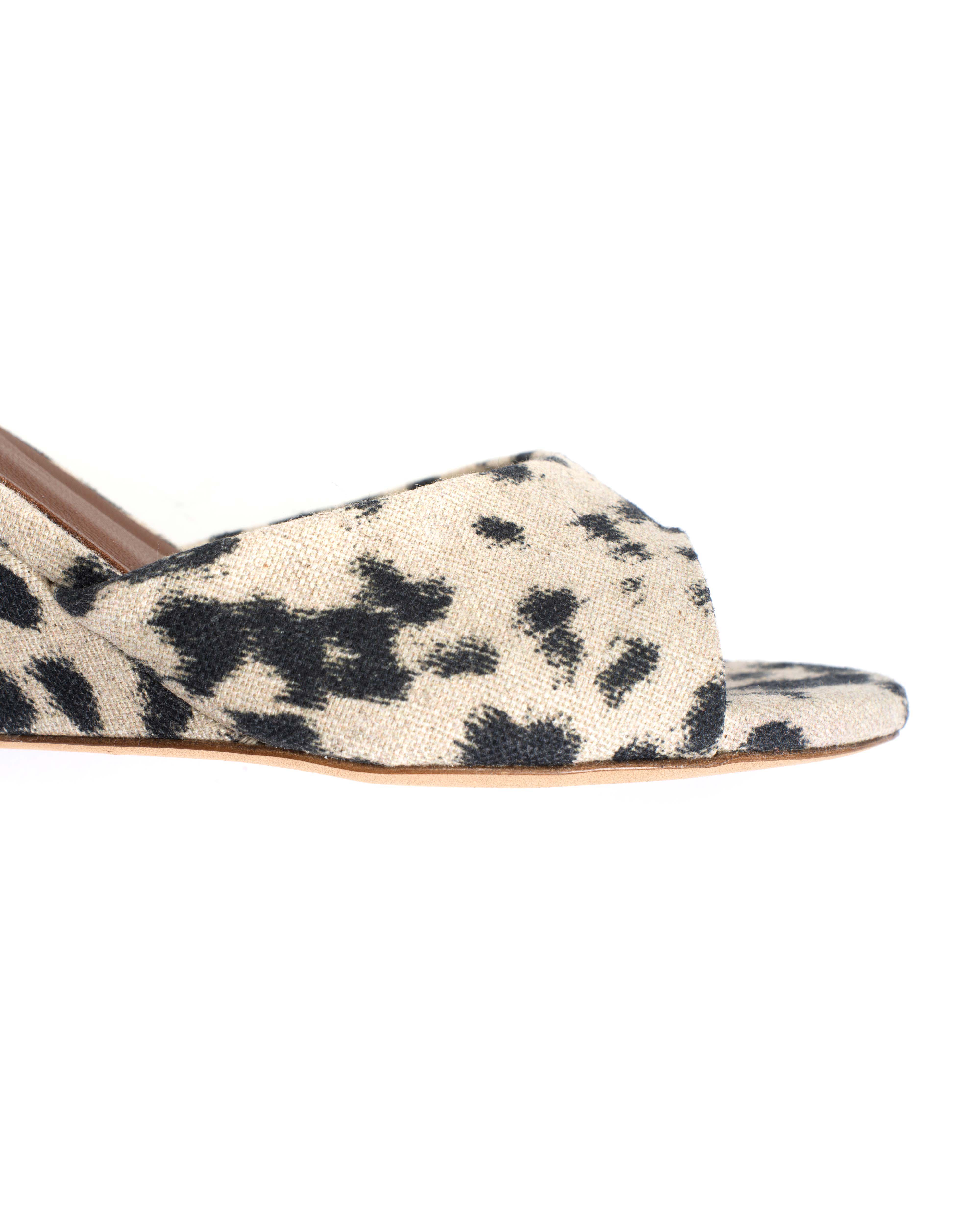 Gwen 75 wedge Natural cotton-linen Leopard - Image 9