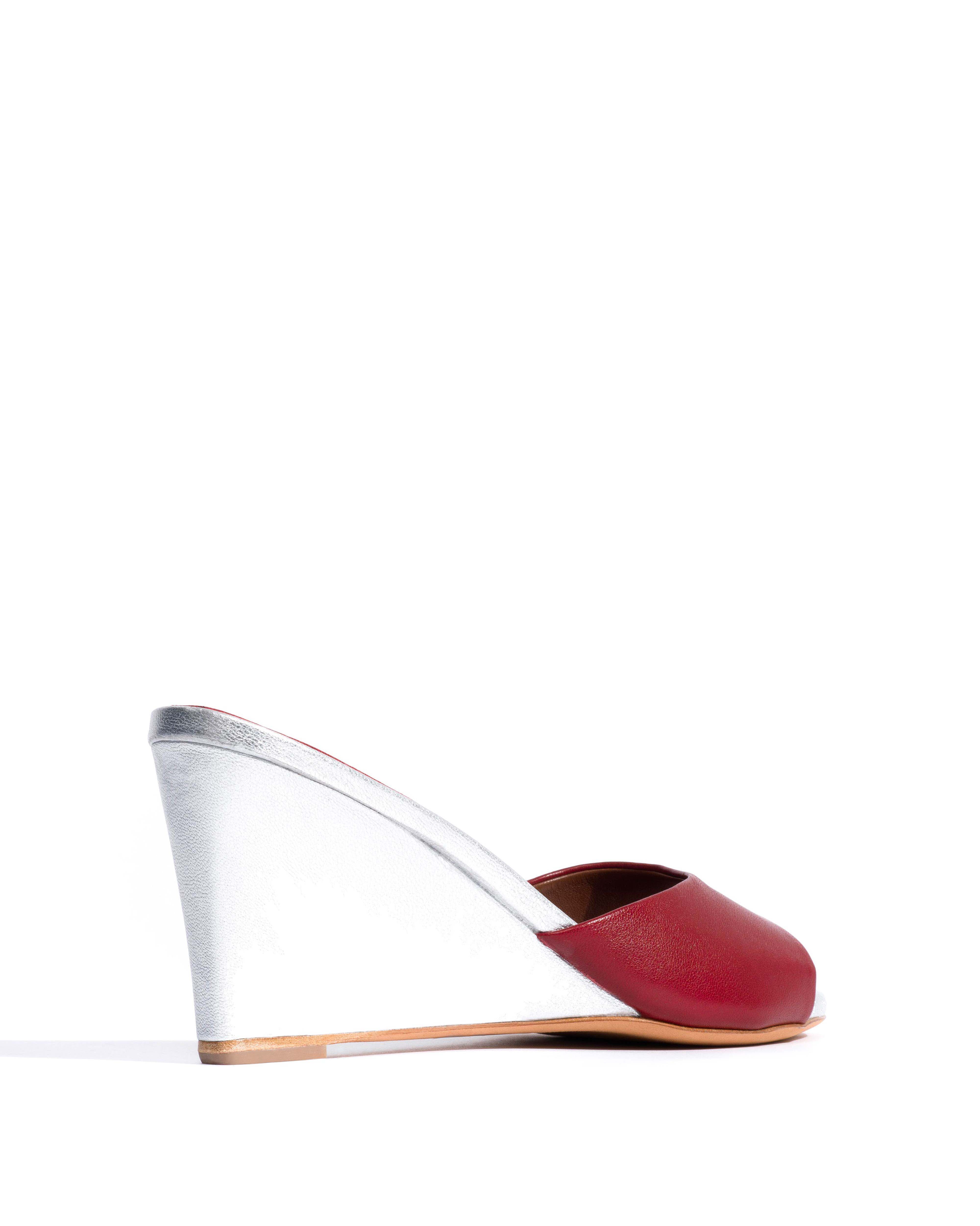 Gwen 75 wedge Shiny lamb & metallic goat Pomegranate & silver - Image 4