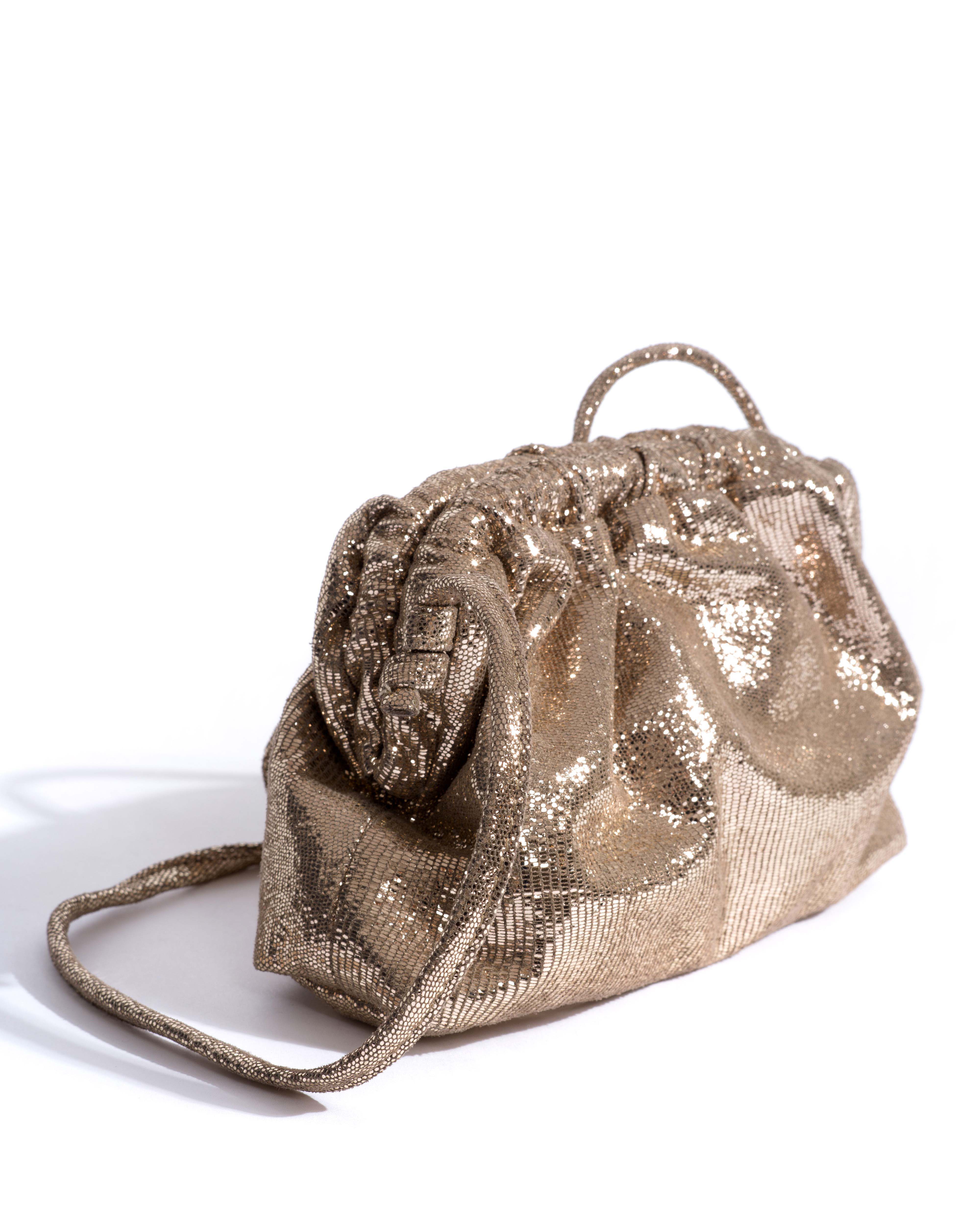 Hally petite cloud bag Lizard metallic goat Vintage champagne - Image 4