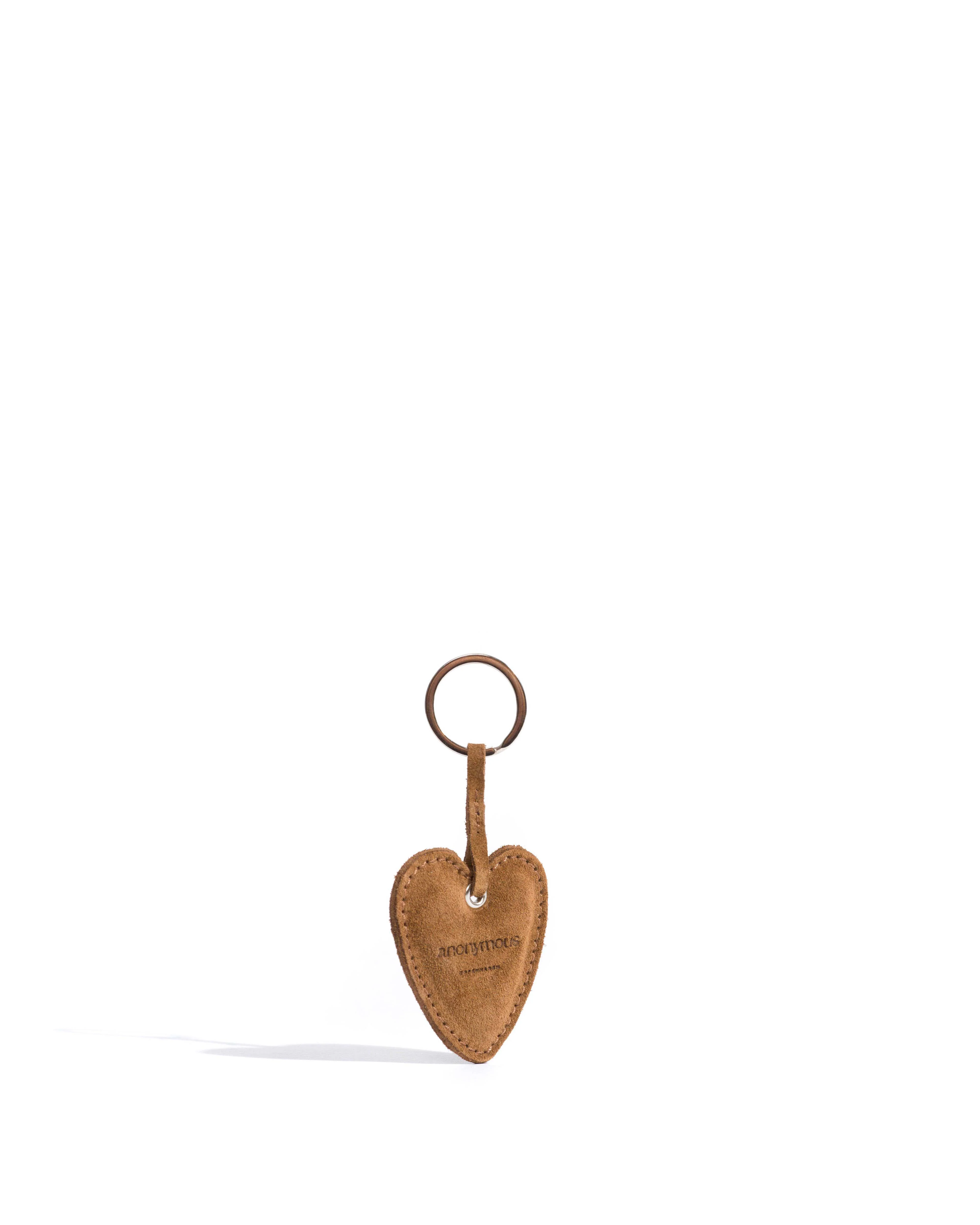 Heart keyring Calf suede Cinnamon - Image 2