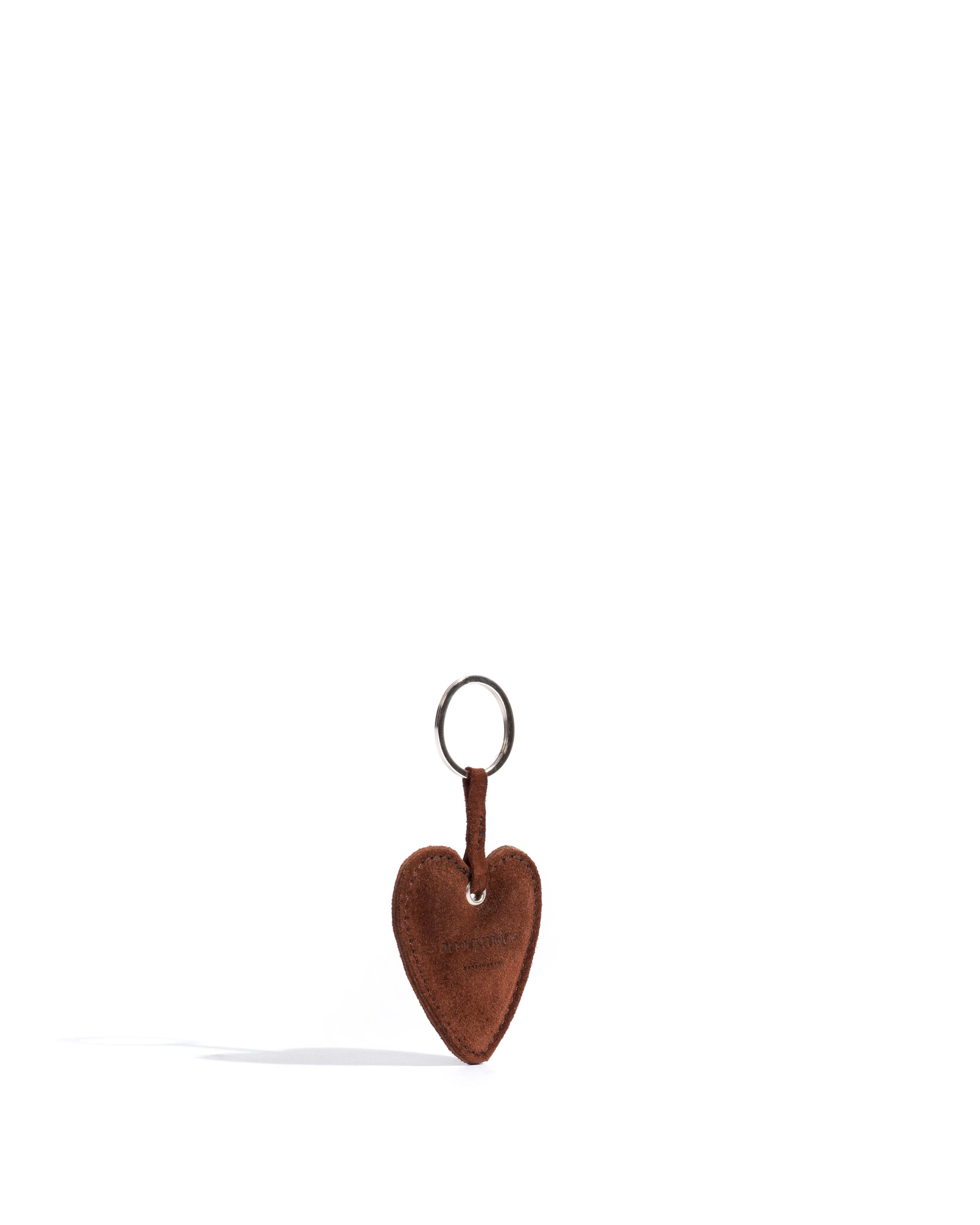 Heart keyring Calf suede Coffee brown - Image 2