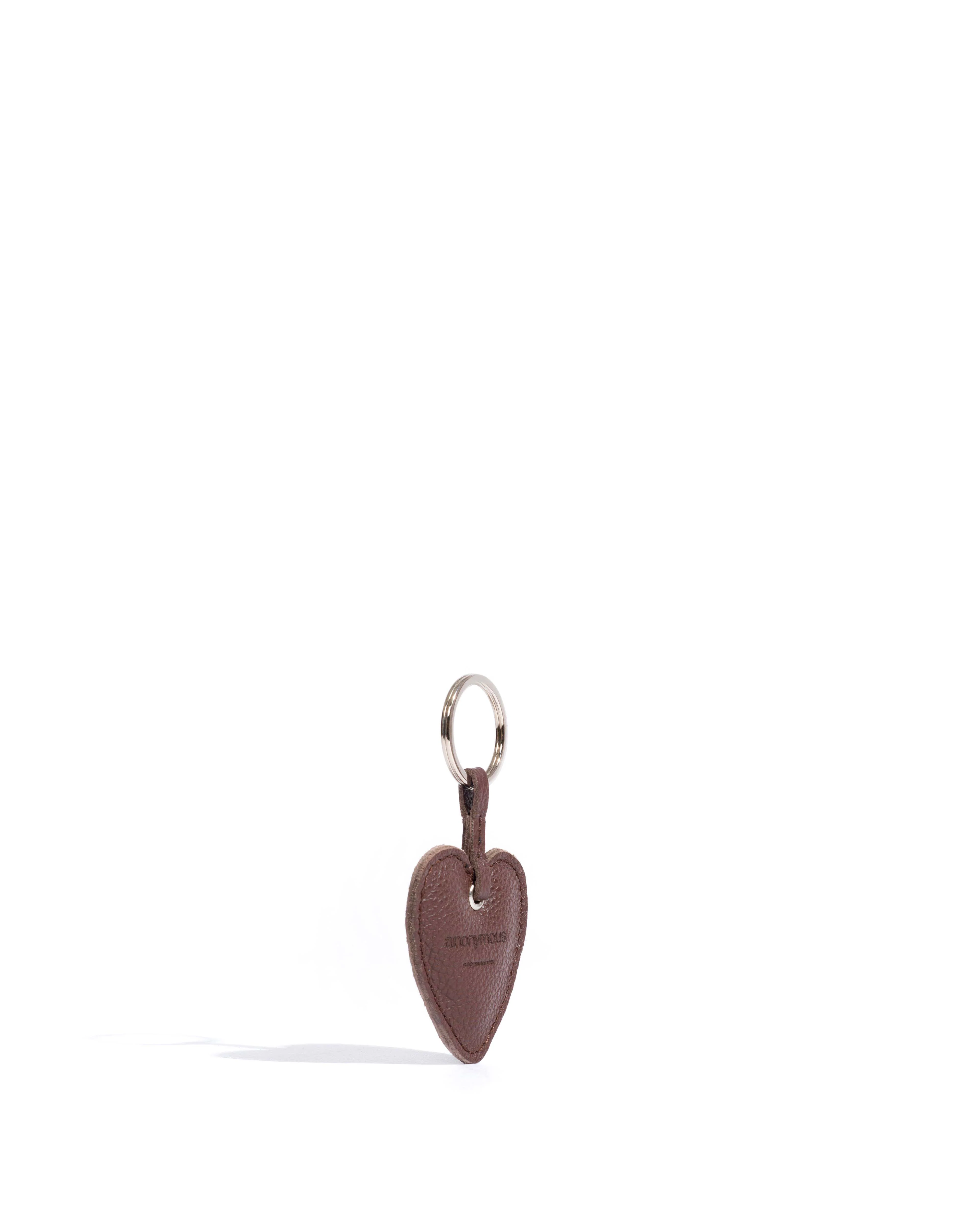 Heart keyring Pebbled soft calf Chocolate - Image 2