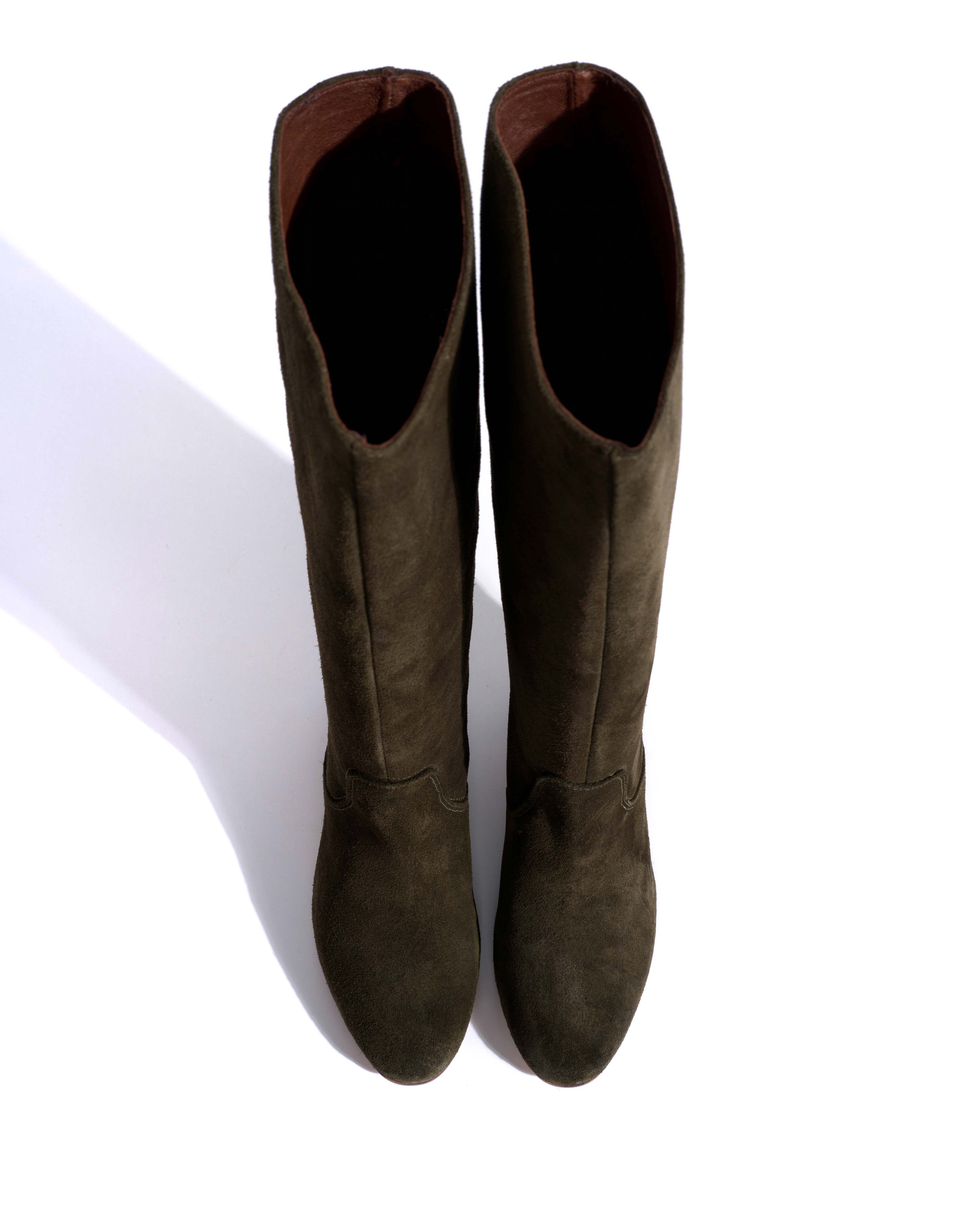 Henriette Calf suede Moss green - Image 4