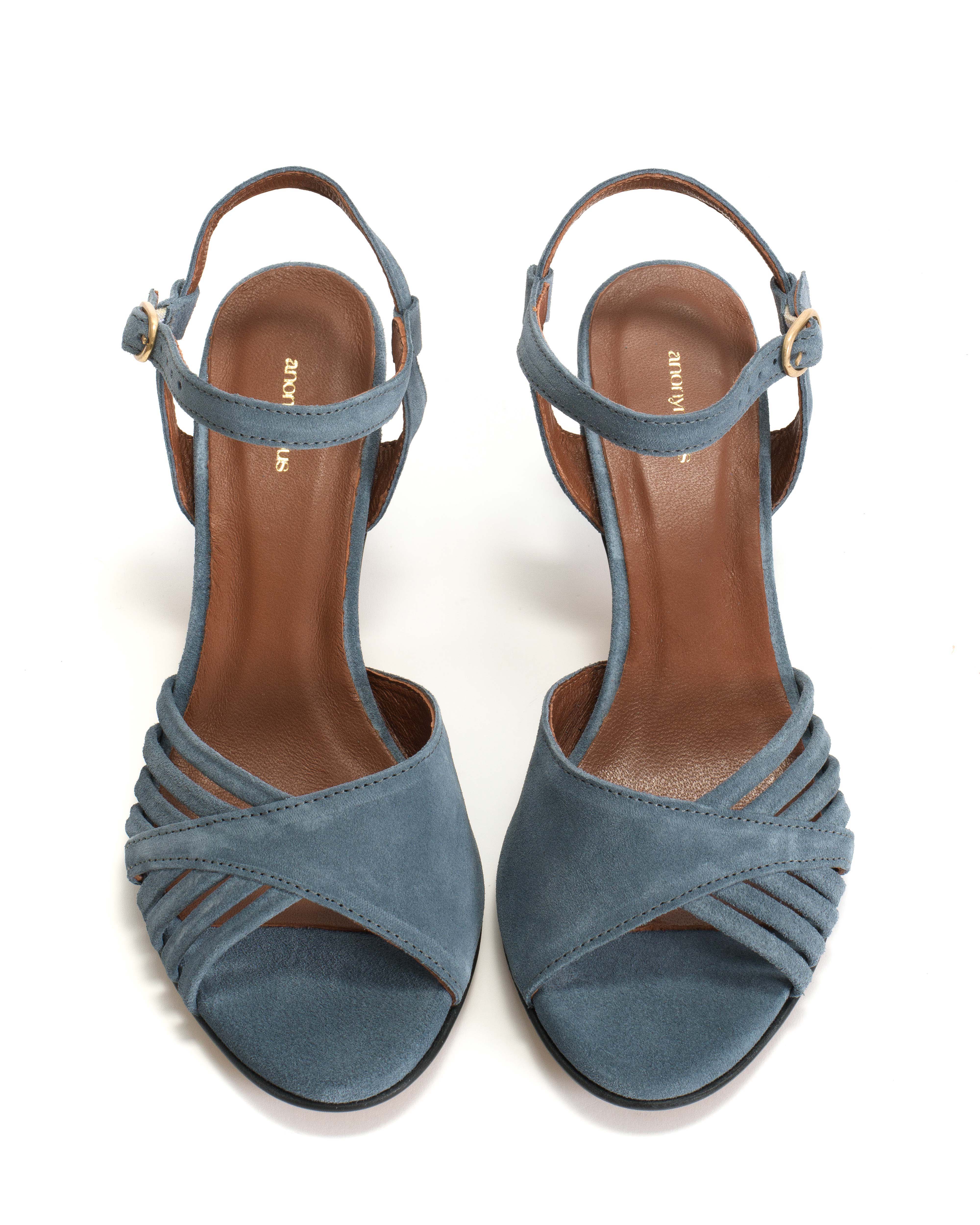 Hermine 50 stiletto Calf suede Denim blue - Image 4