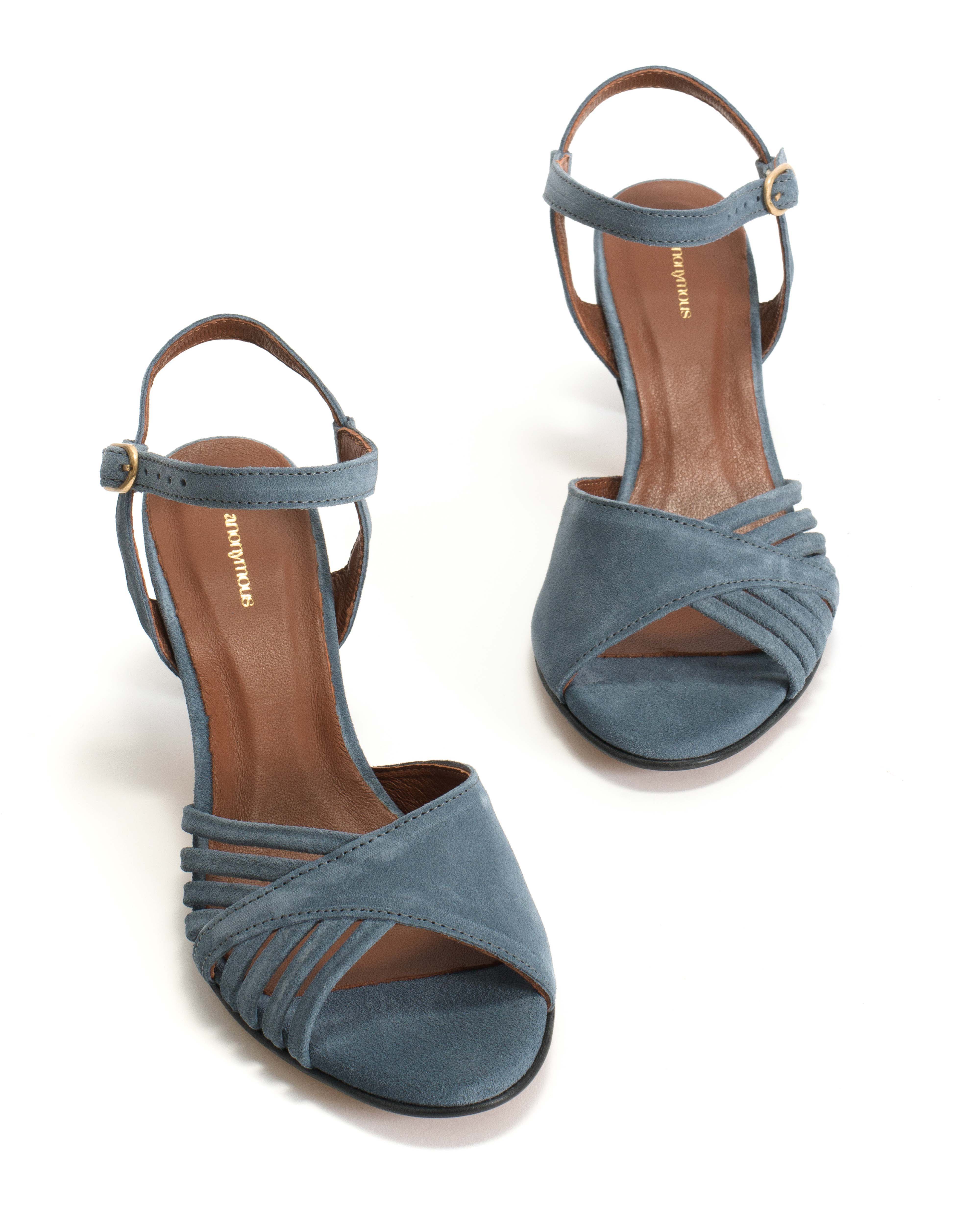 Hermine 50 stiletto Calf suede Denim blue - Image 6
