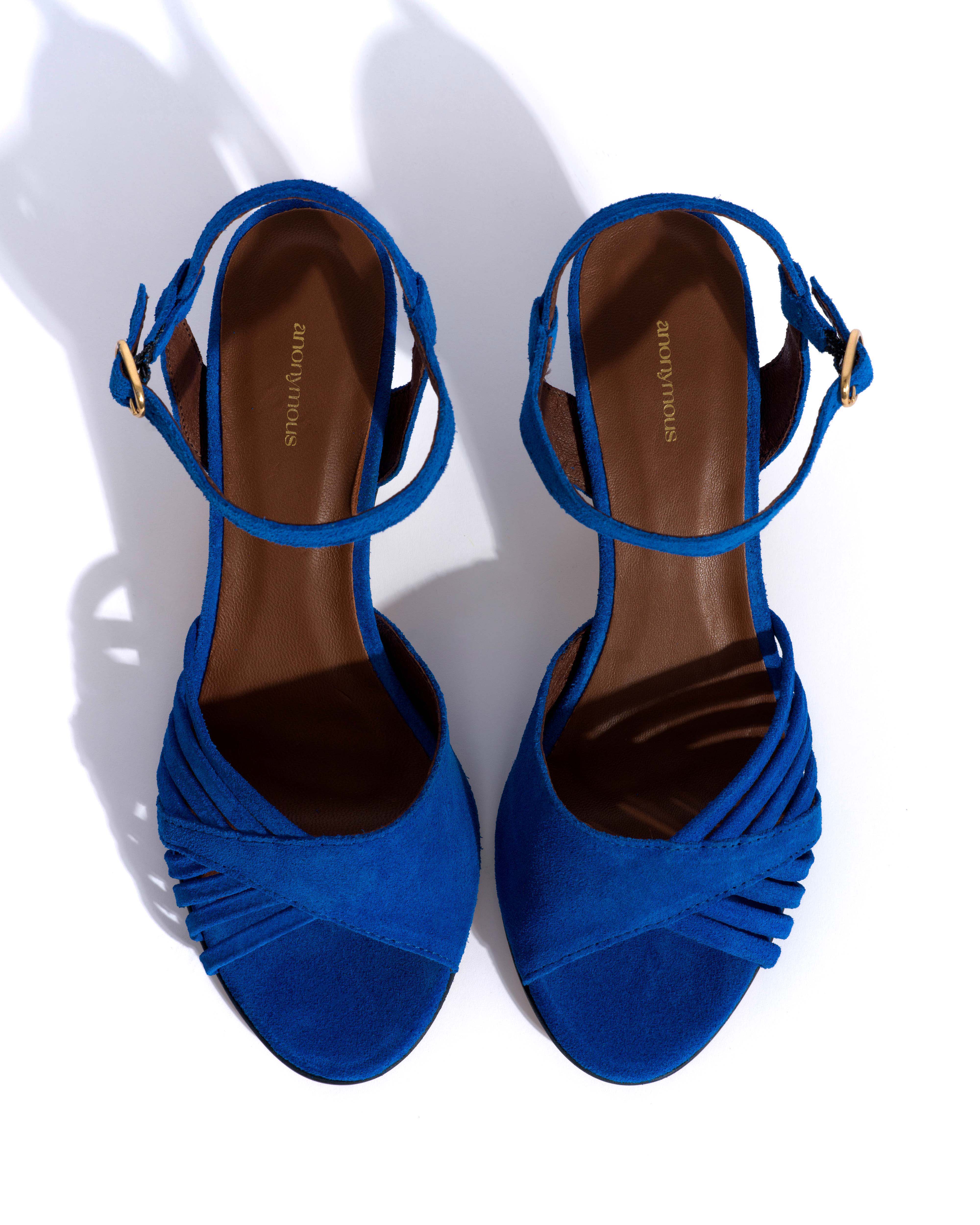 Hermine 50 stiletto Calf suede Electric blue - Image 4