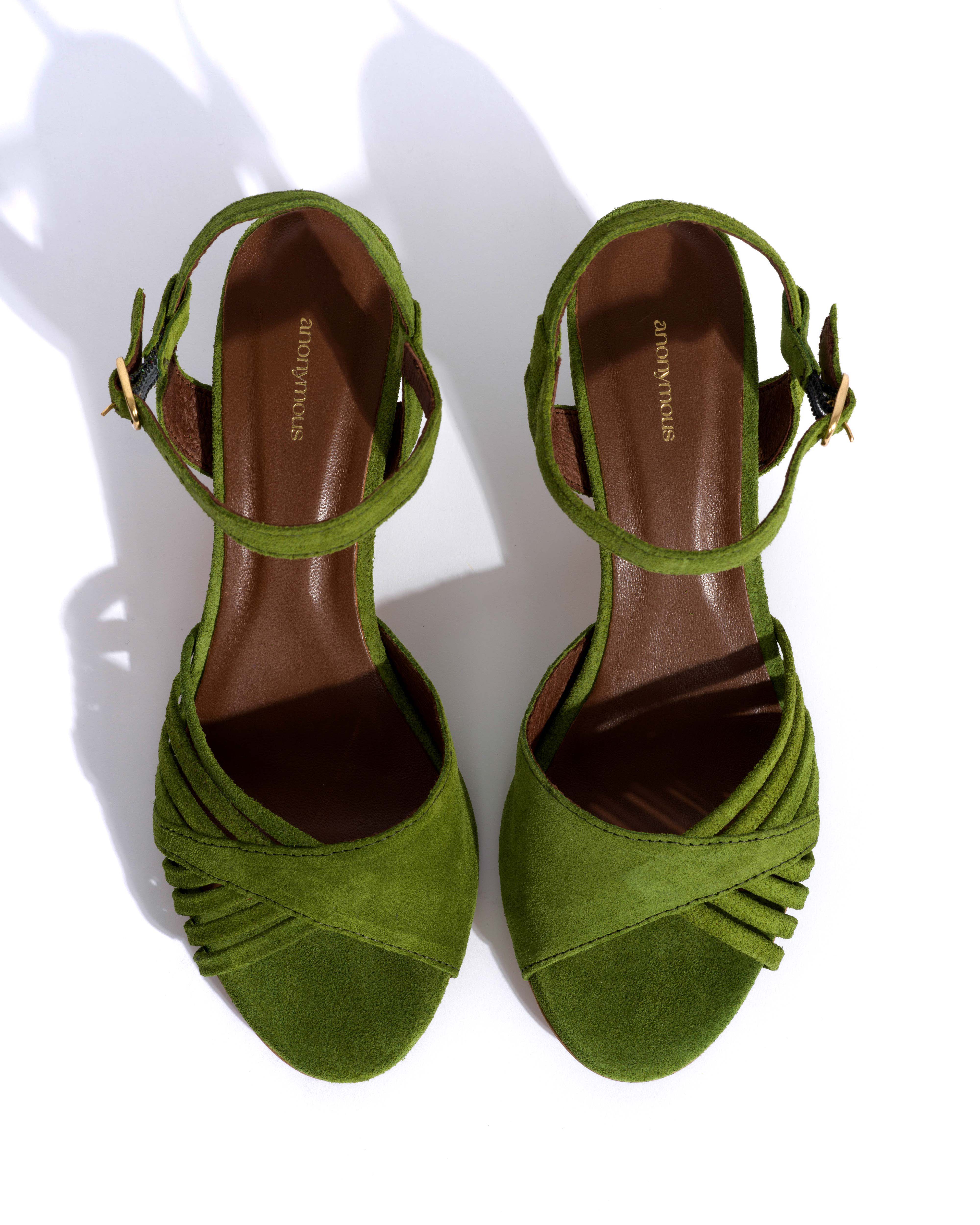 Hermine 50 stiletto Calf suede Grass green - Image 4