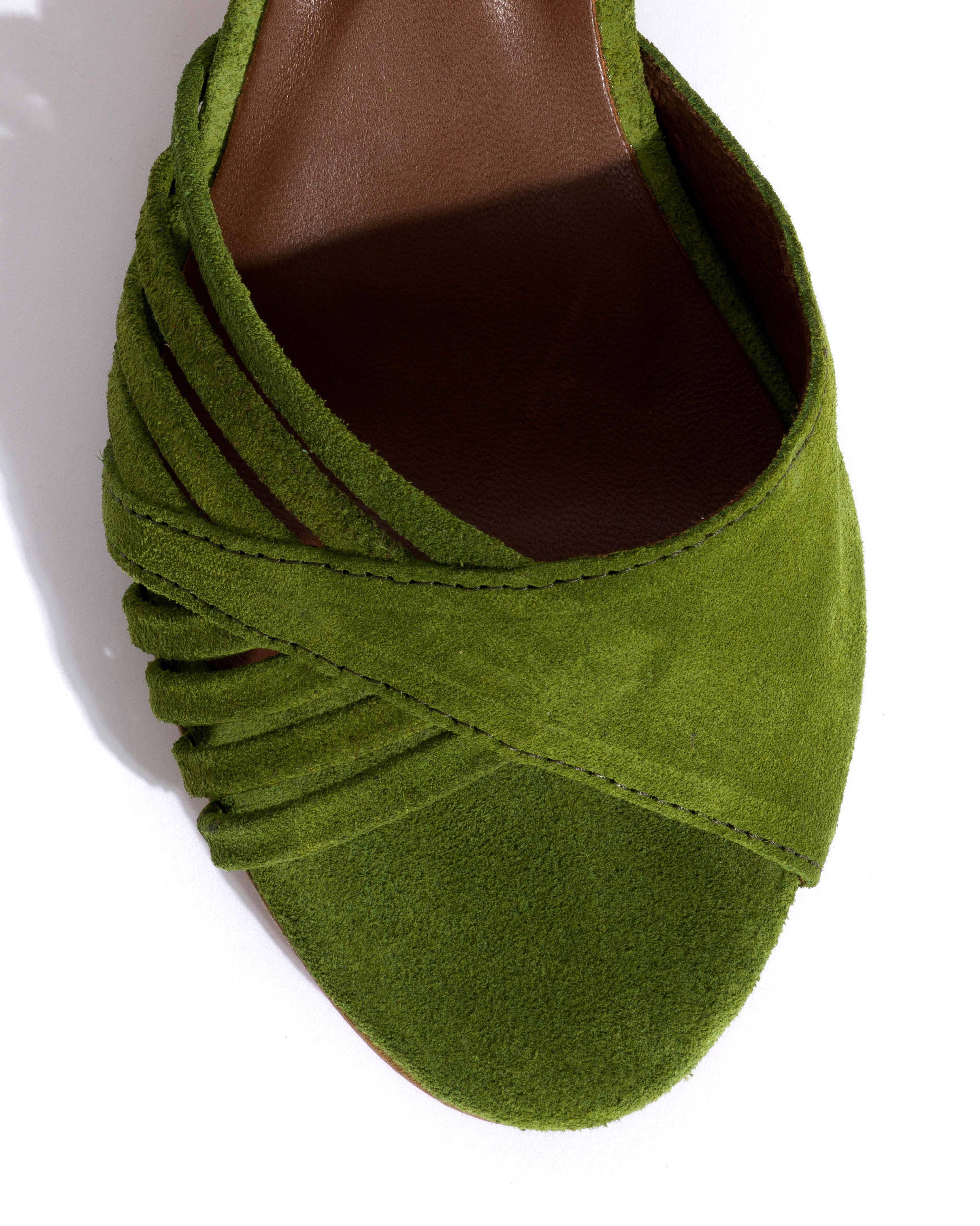 Hermine 50 stiletto Calf suede Grass green - Image 5