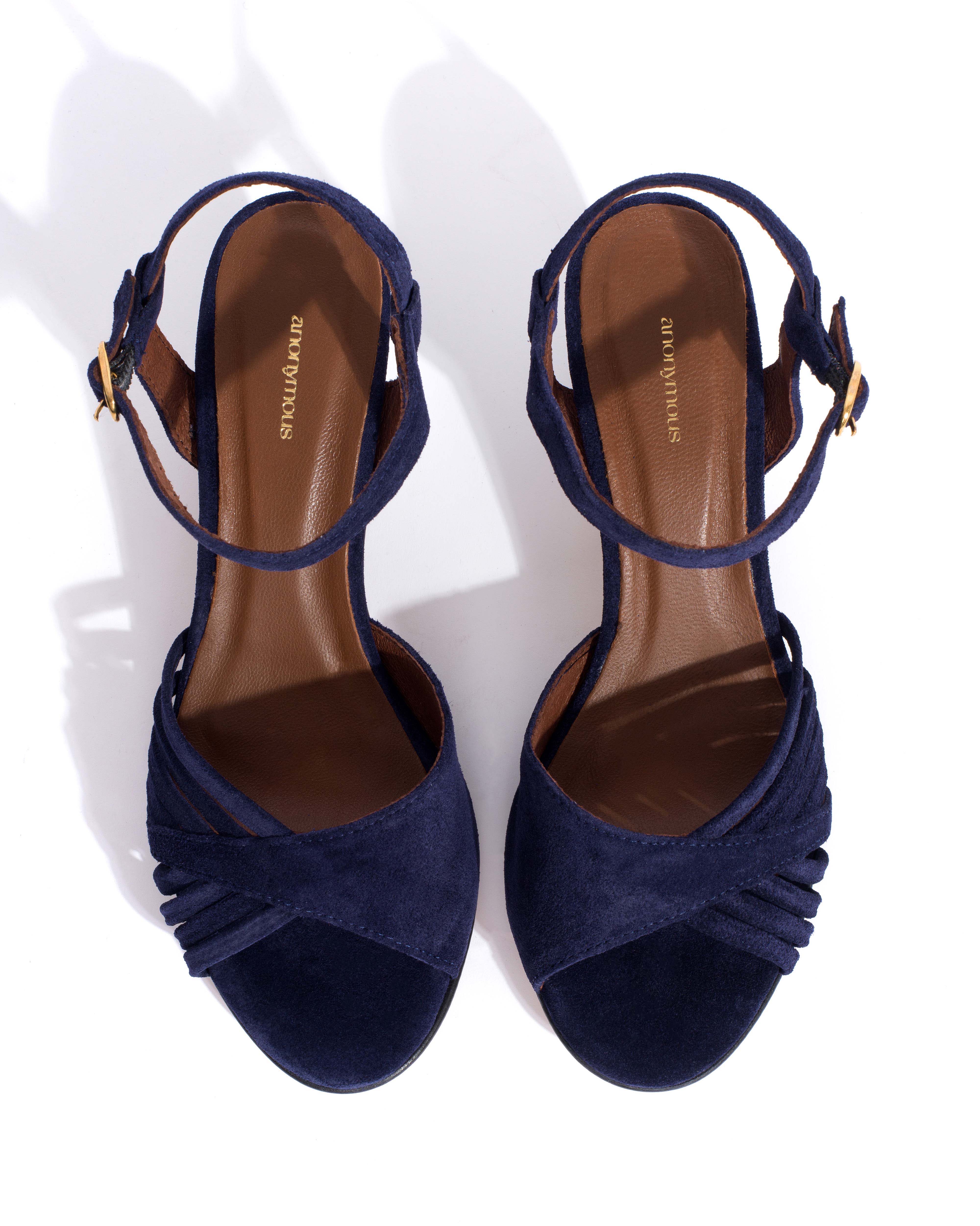 Hermine 50 stiletto Calf suede Ink blue - Image 4