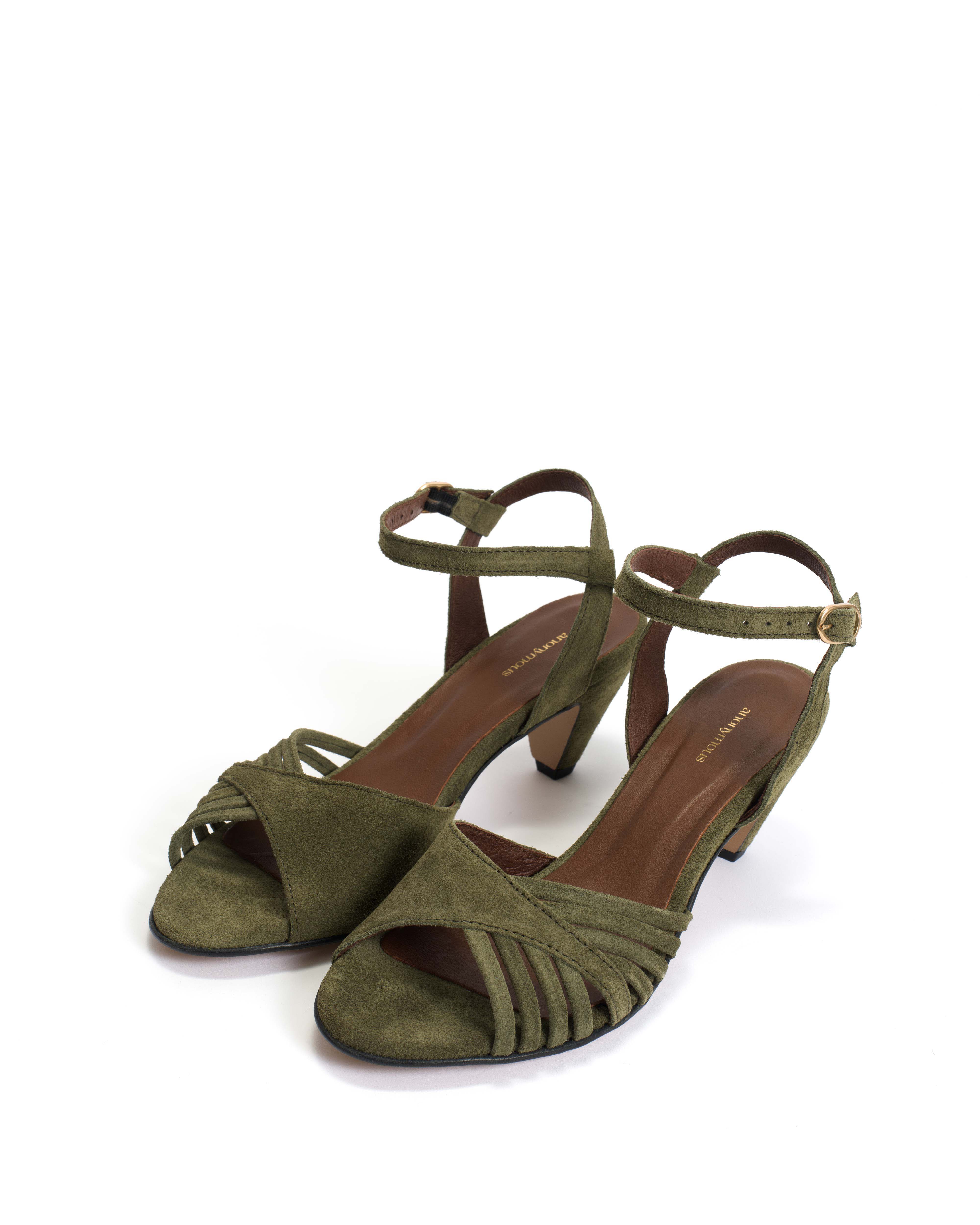 Hermine 50 stiletto Calf suede Olive green - Image 2