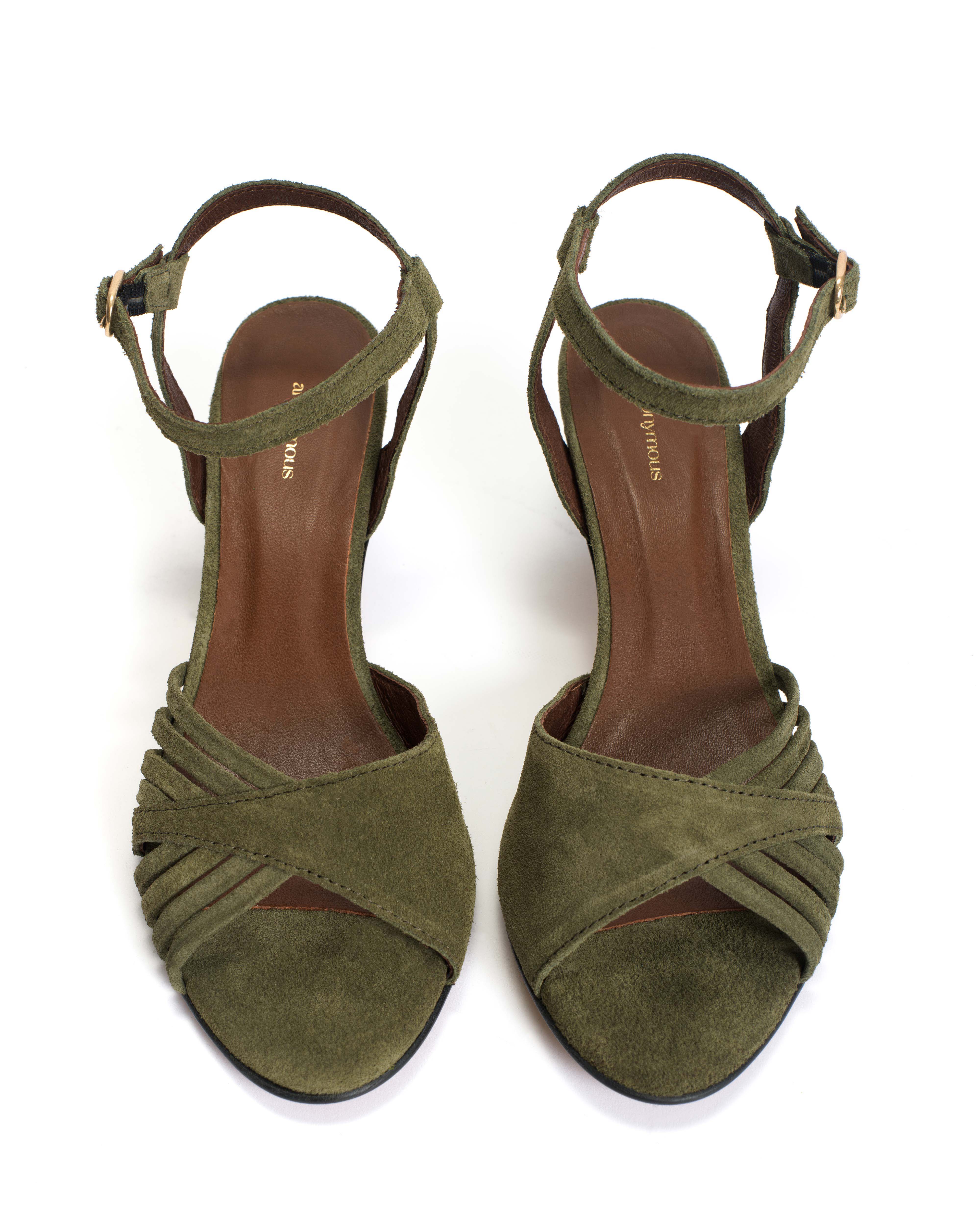 Hermine 50 stiletto Calf suede Olive green - Image 3