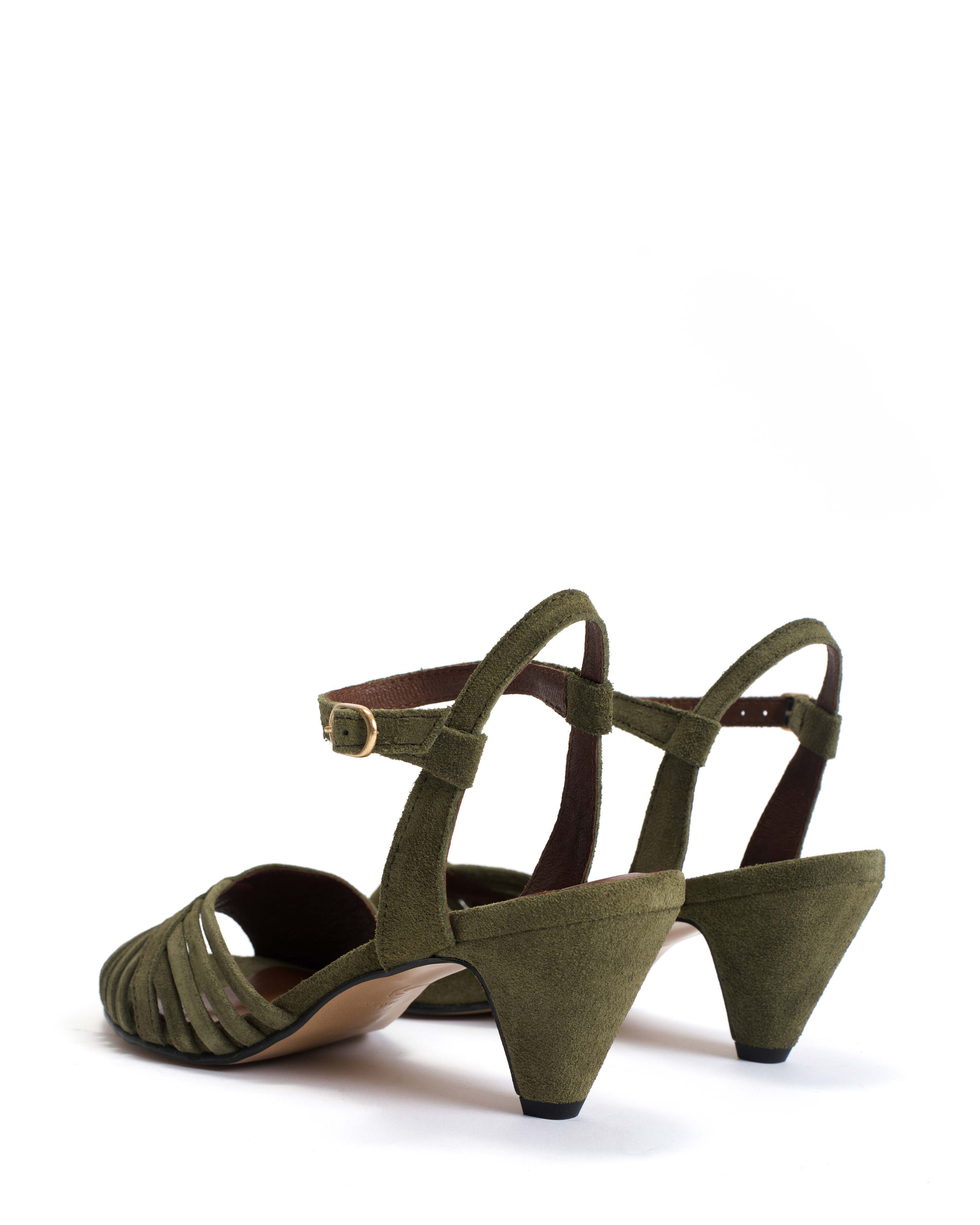 Hermine 50 stiletto Calf suede Olive green - Image 4