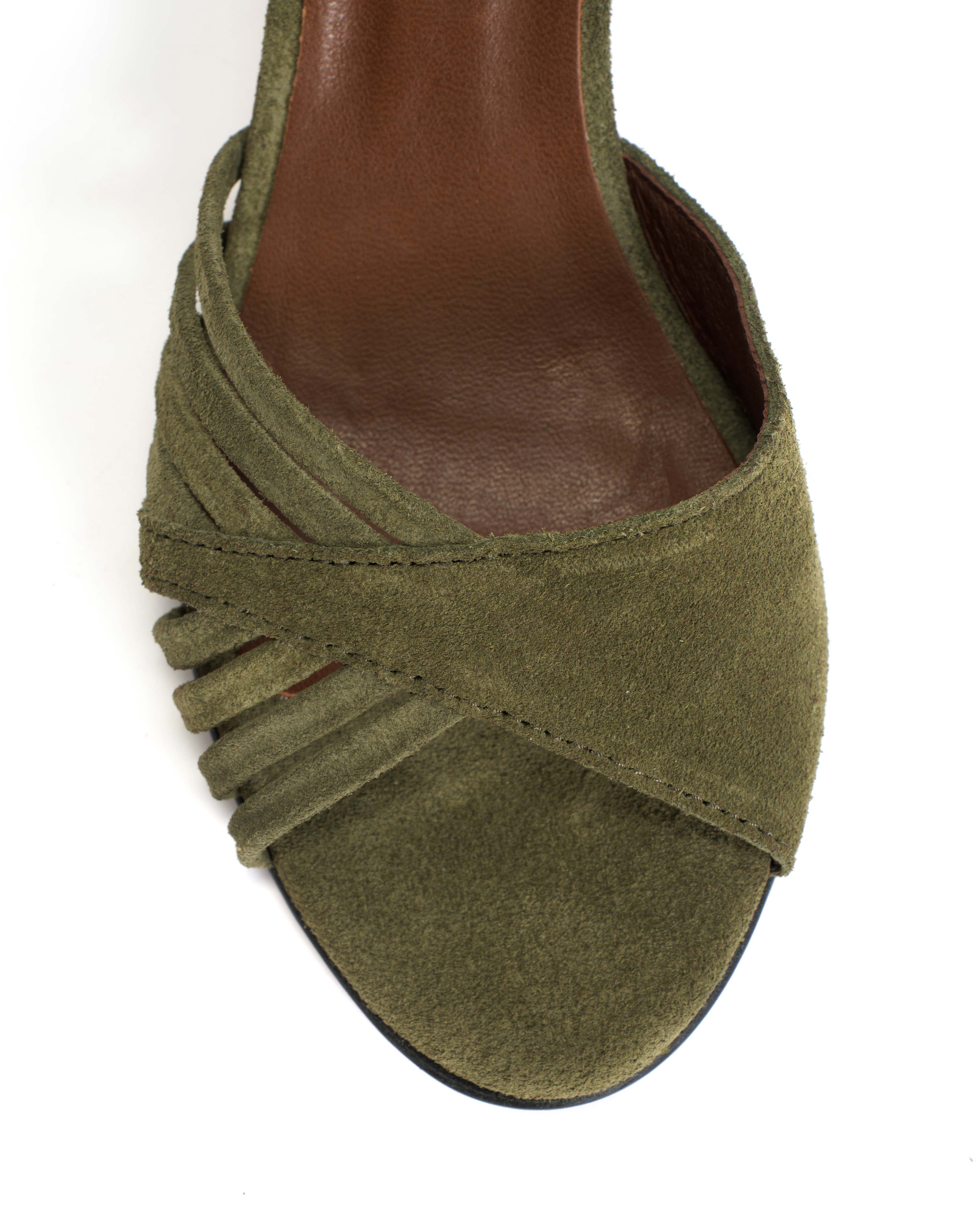 Hermine 50 stiletto Calf suede Olive green - Image 5