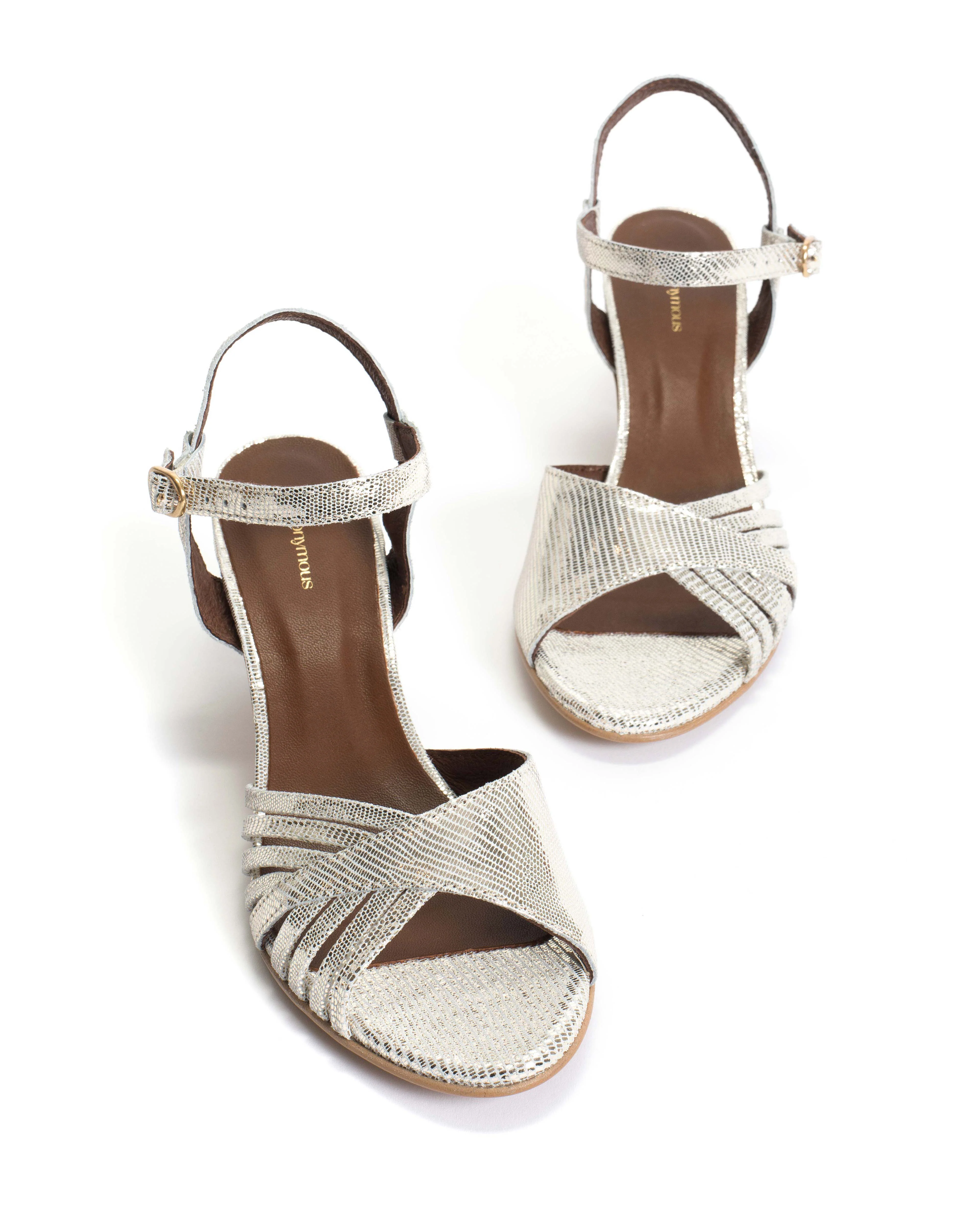 Hermine 50 stiletto Lizard metallic goat Champagne - Image 6