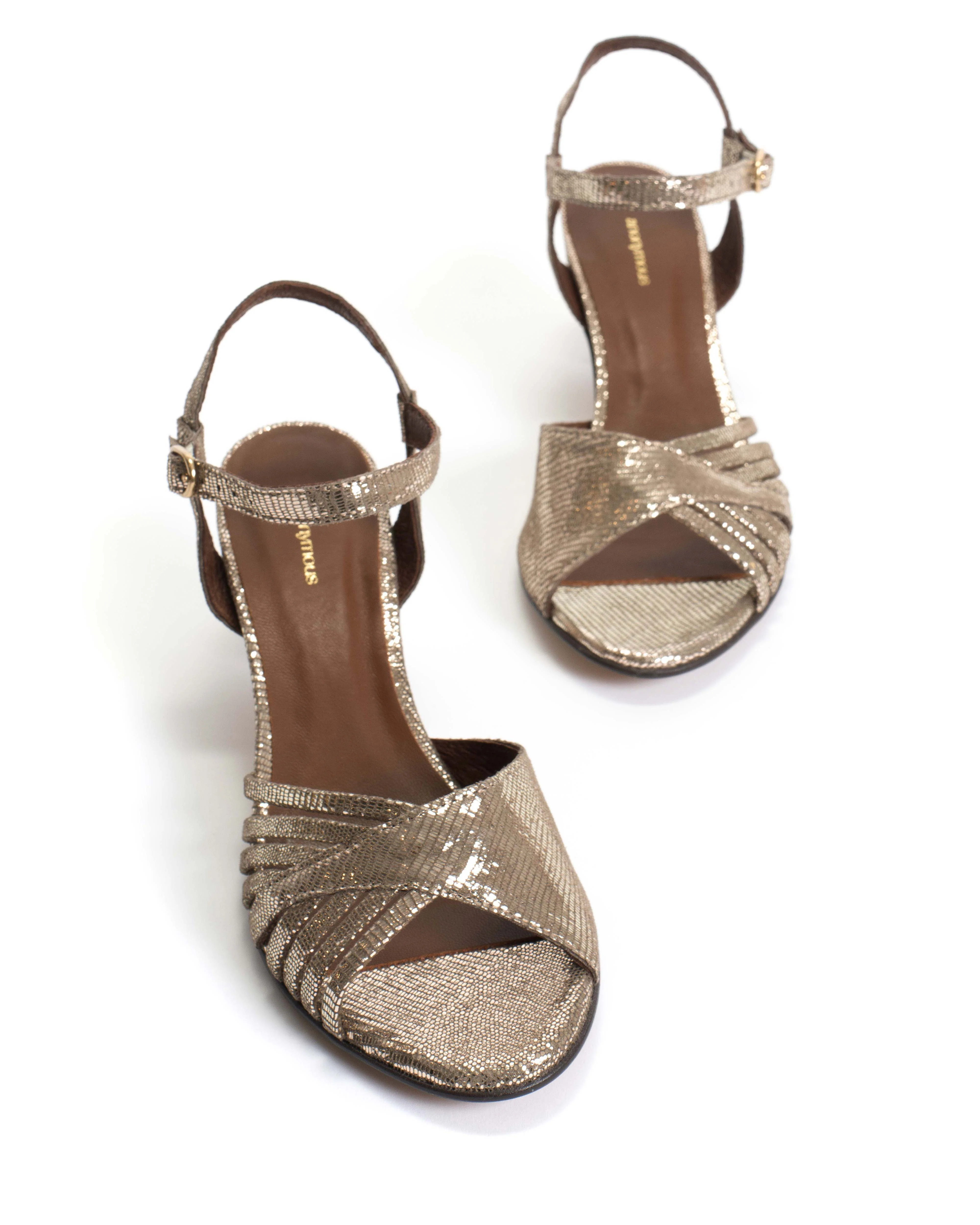 Hermine 50 stiletto Lizard metallic goat Vintage champagne - Image 5