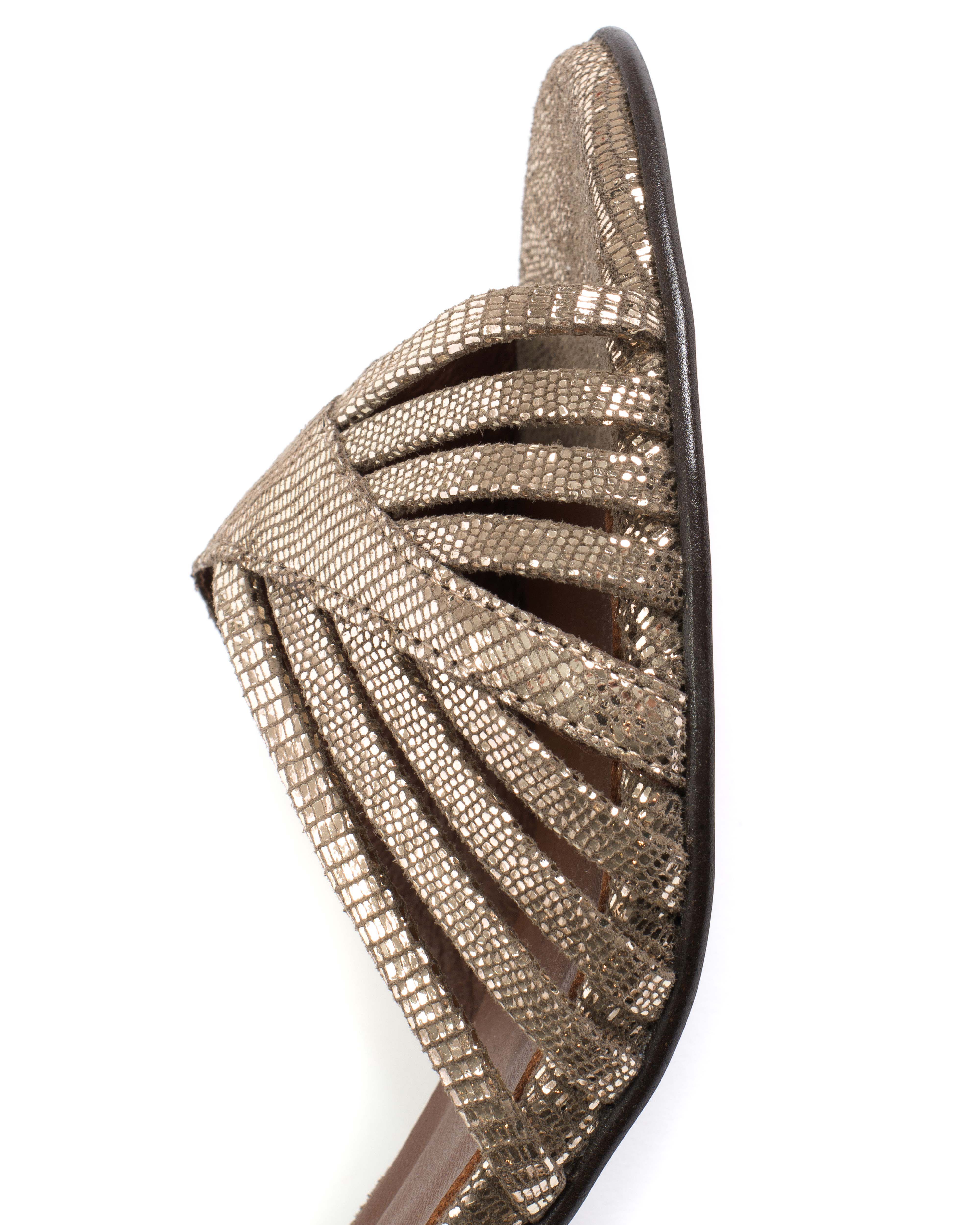 Hermine 50 stiletto Lizard metallic goat Vintage champagne - Image 6