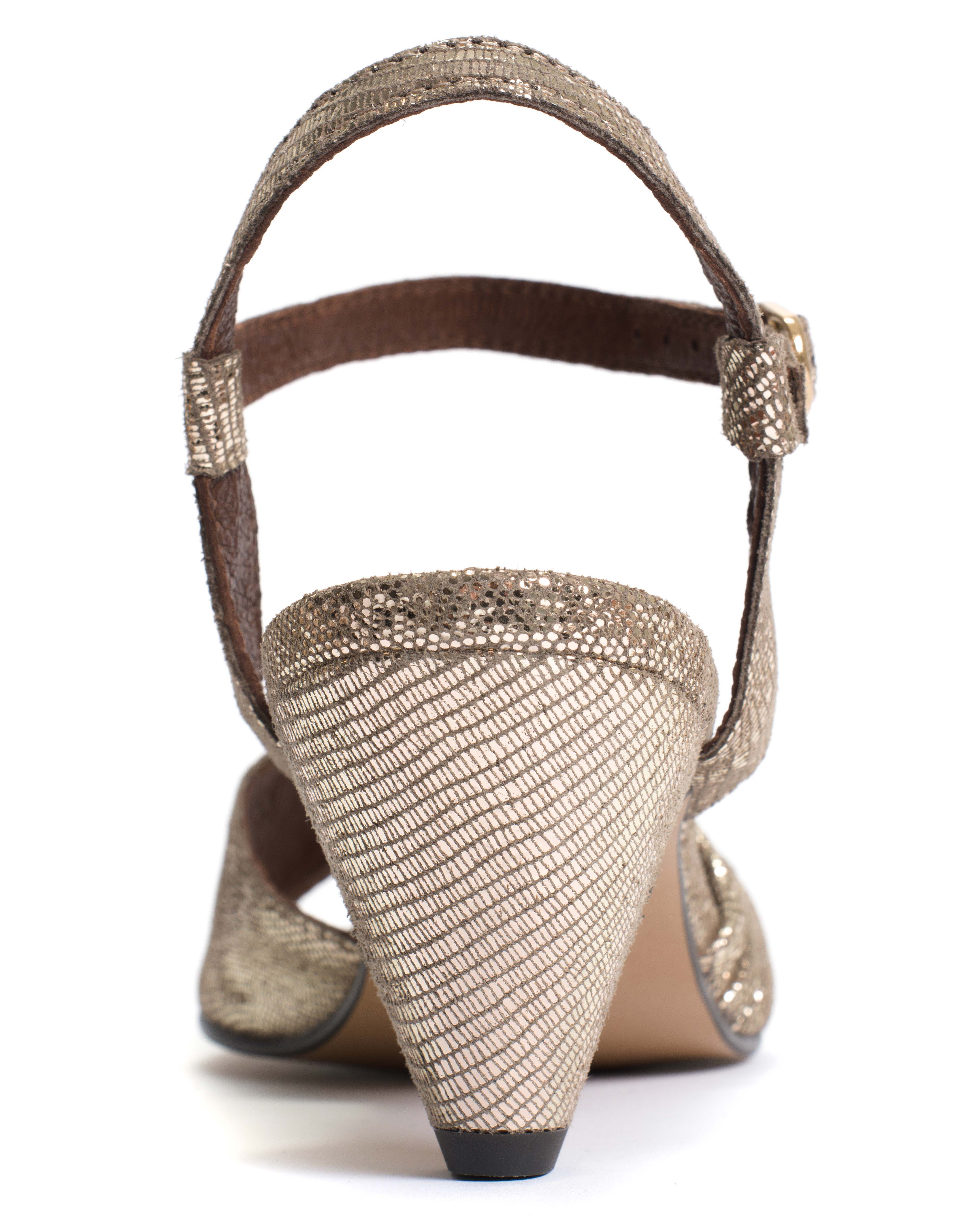 Hermine 50 stiletto Lizard metallic goat Vintage champagne - Image 7