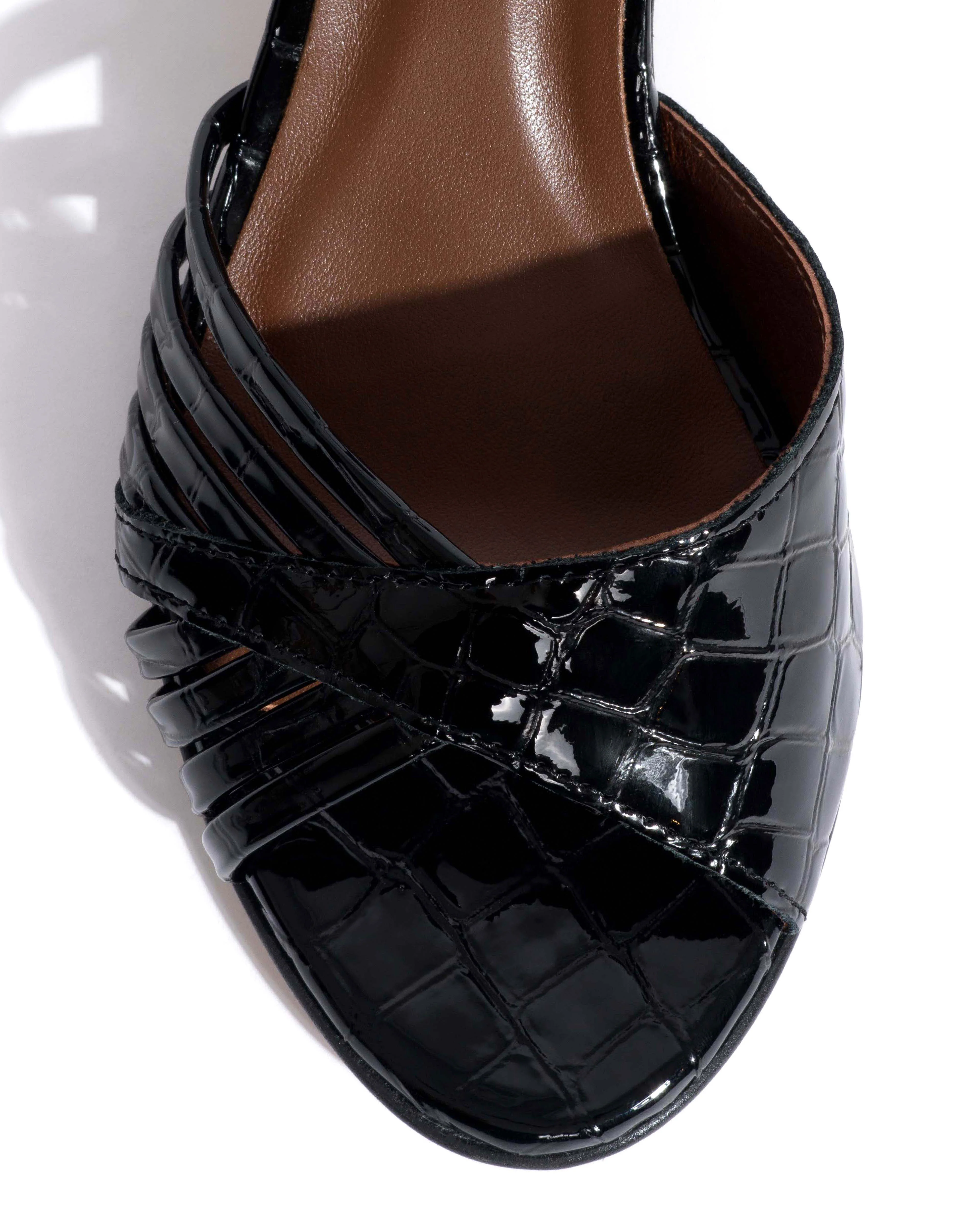 Hermine 50 stiletto Polished croco calf Black - Image 5