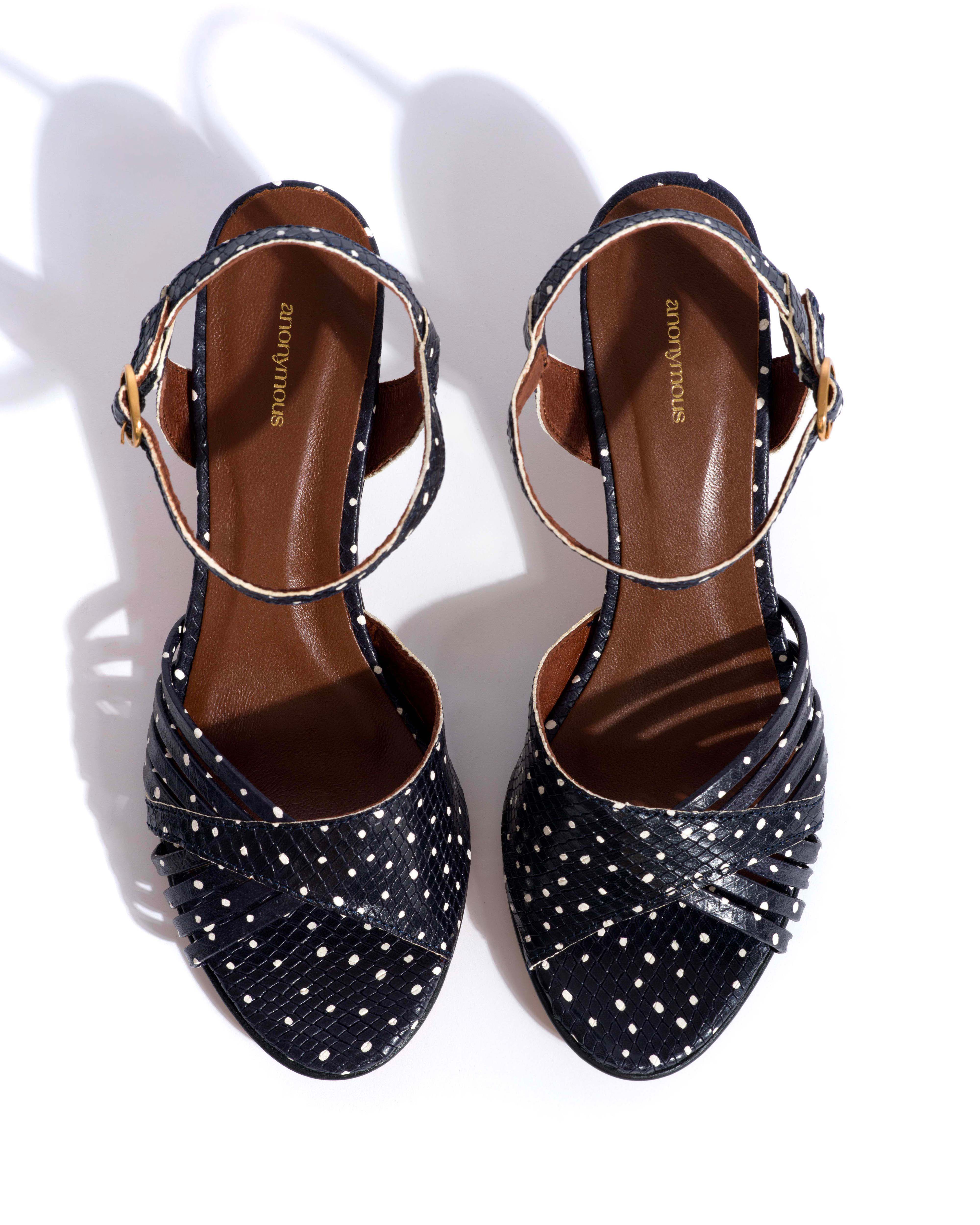 Hermine 50 stiletto Spotted snake calf Midnight blue - Image 4