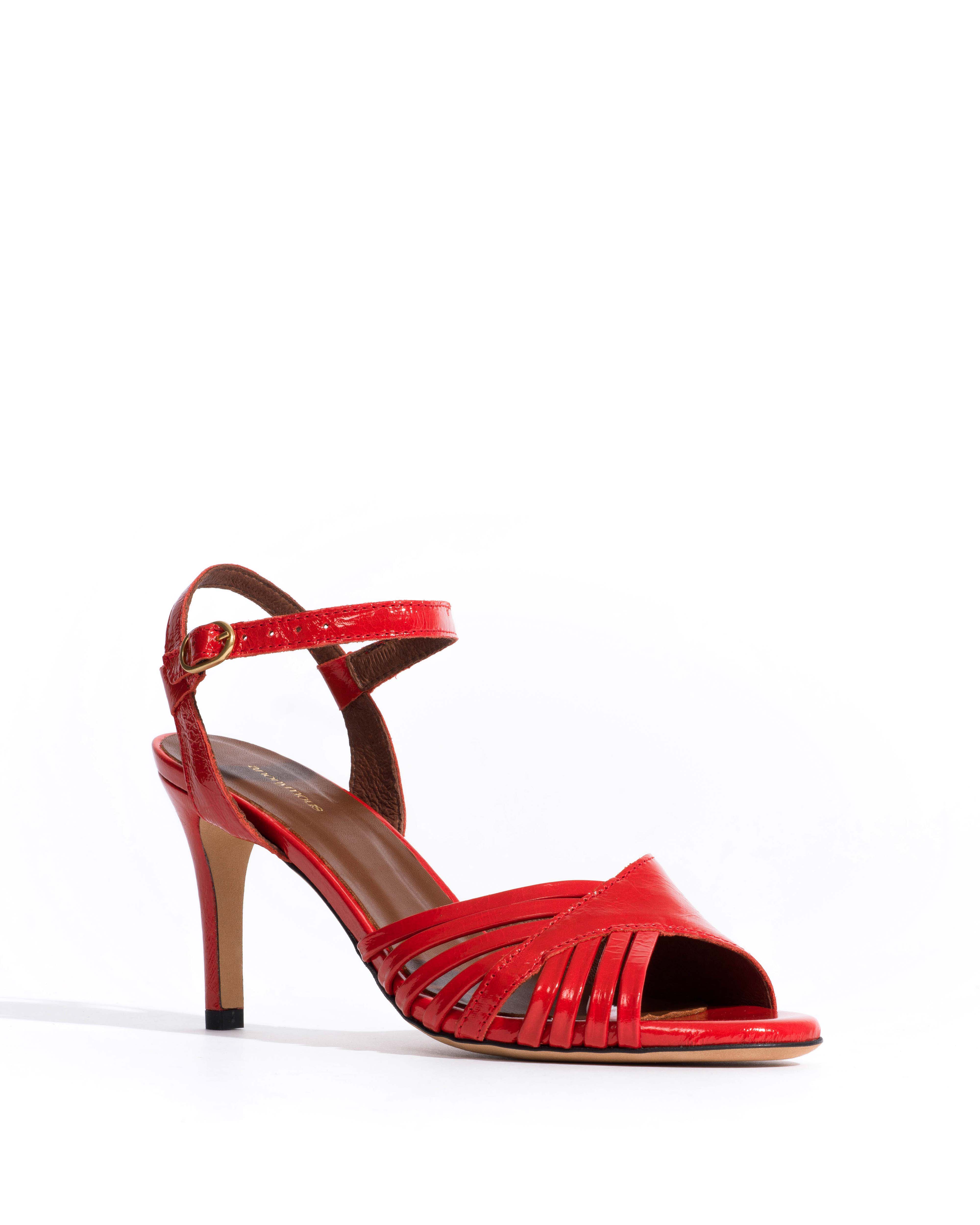Hermine 75 Crinkled polished goat Scarlet - Image 2
